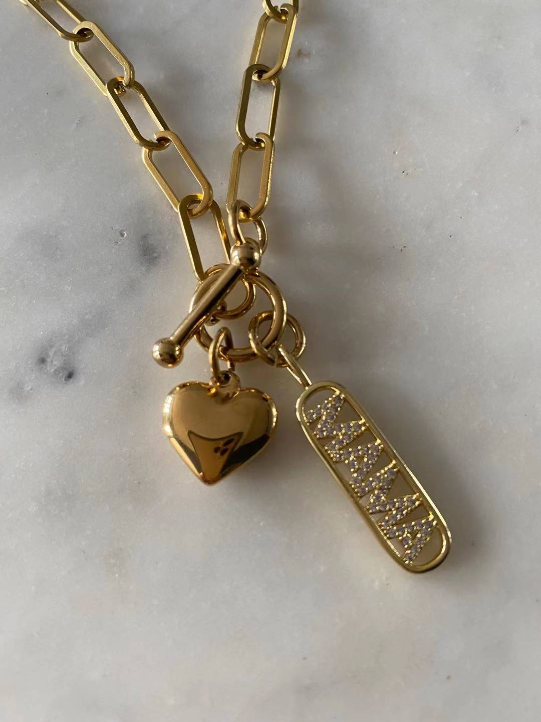 Mama’s Heart Chain link Necklace