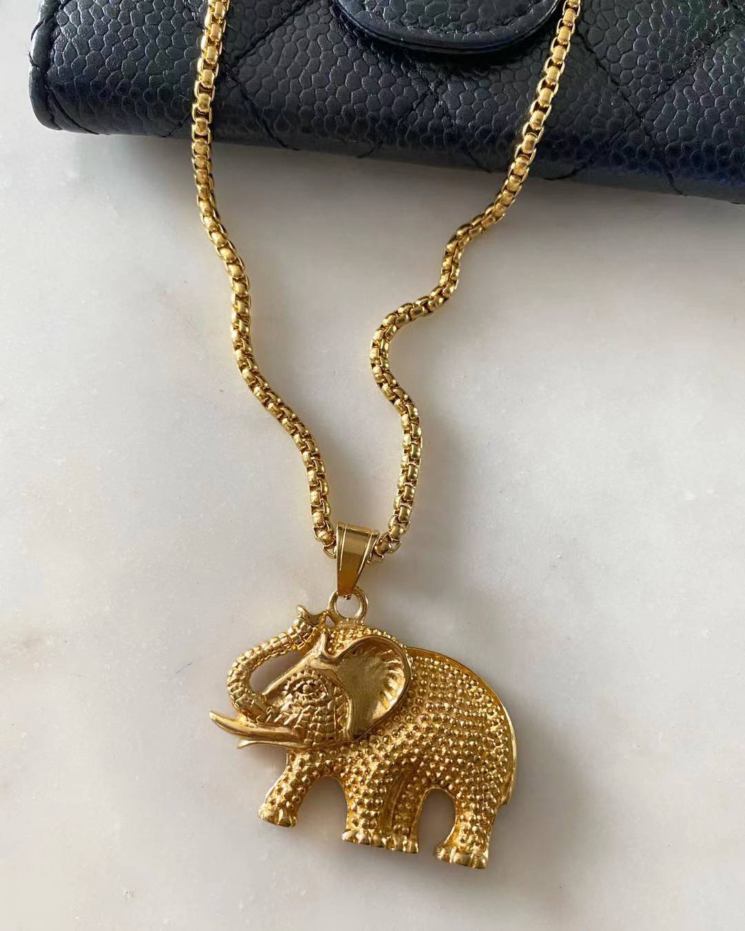 Lucky Matte Gold Elephant Necklace