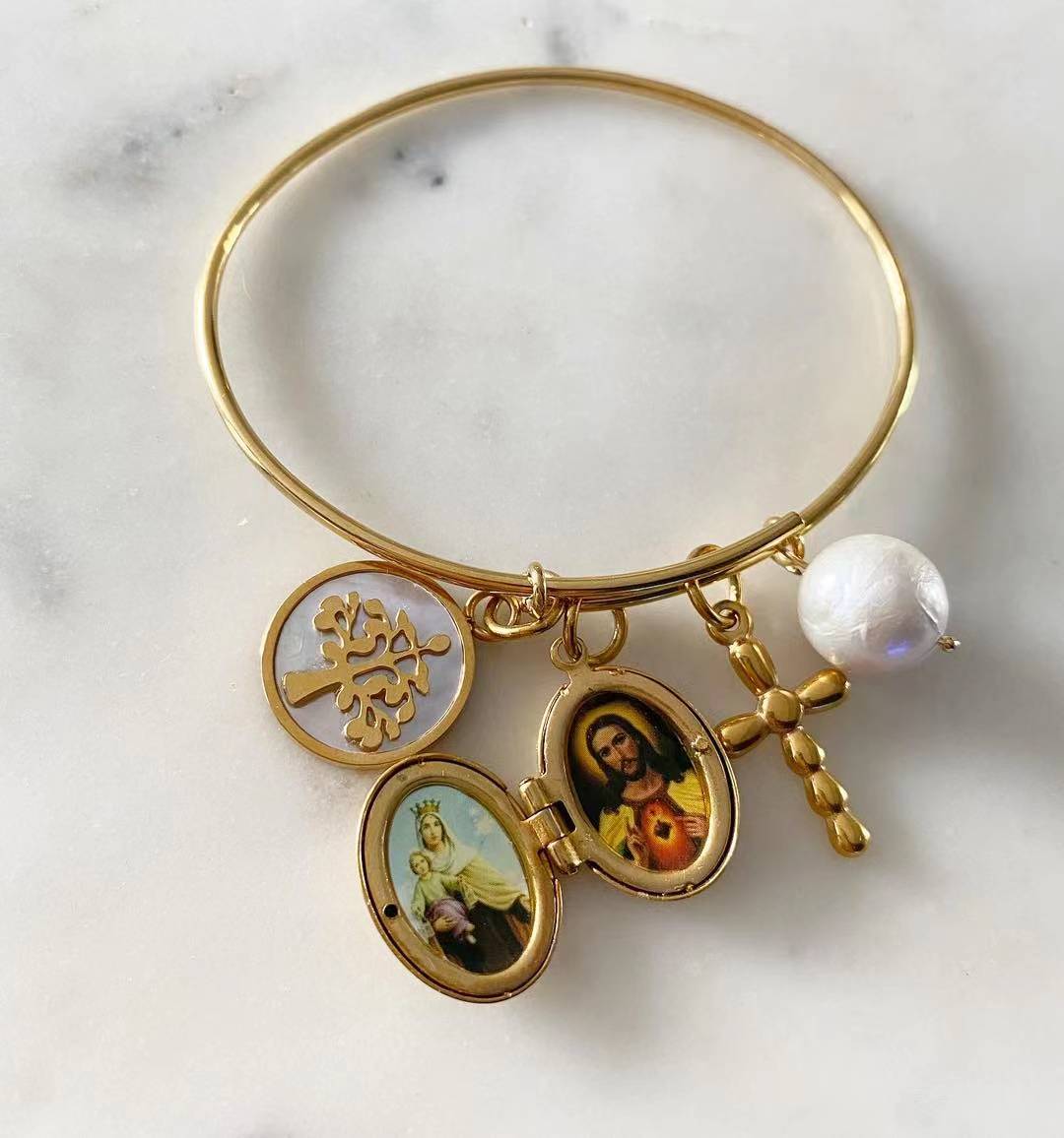 Tree of Life • Scapular Locket • Cross • Freshwater Pearl Bangle