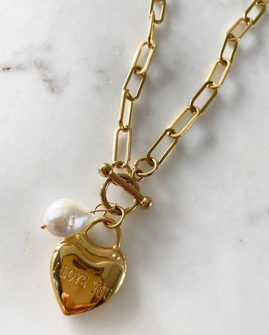 Love You Toggle Lock Chain Necklace
