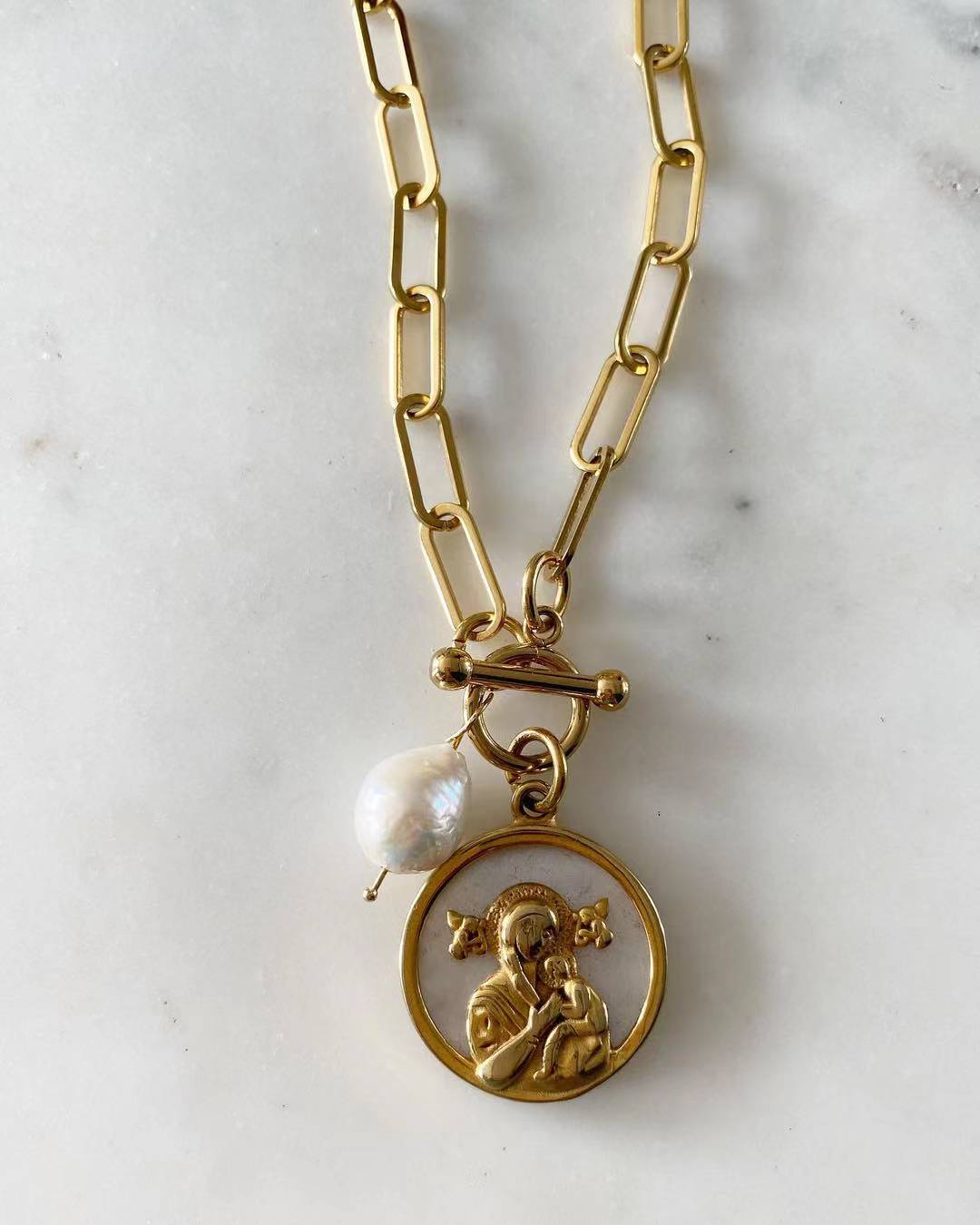 Limited Edition • Mother of Perpetual Help Toggle Lock Chain Necklace