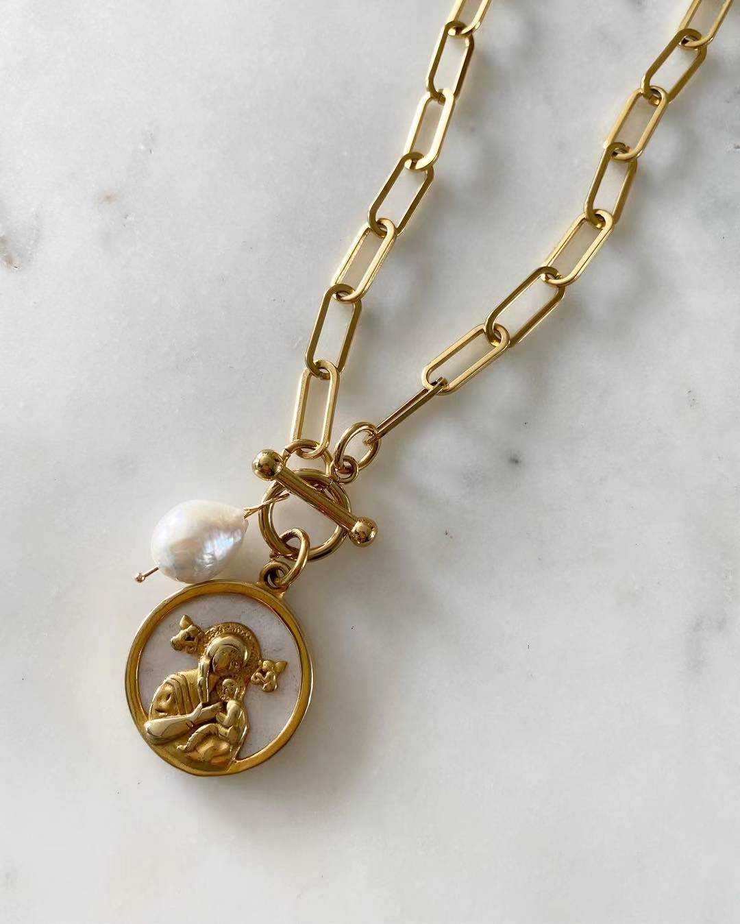 Limited Edition • Mother of Perpetual Help Toggle Lock Chain Necklace
