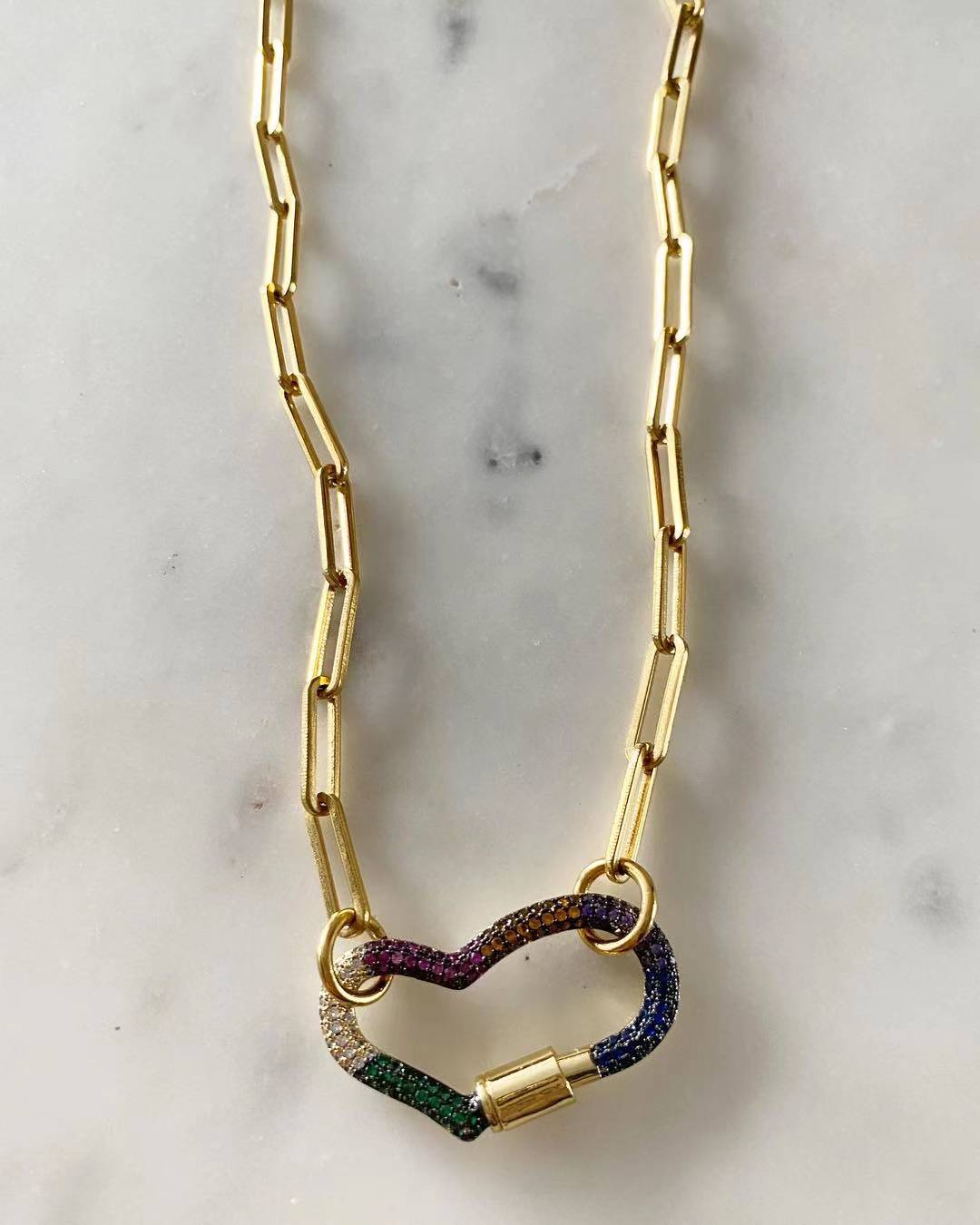 Yuka Heart Lock Chain link Necklace
