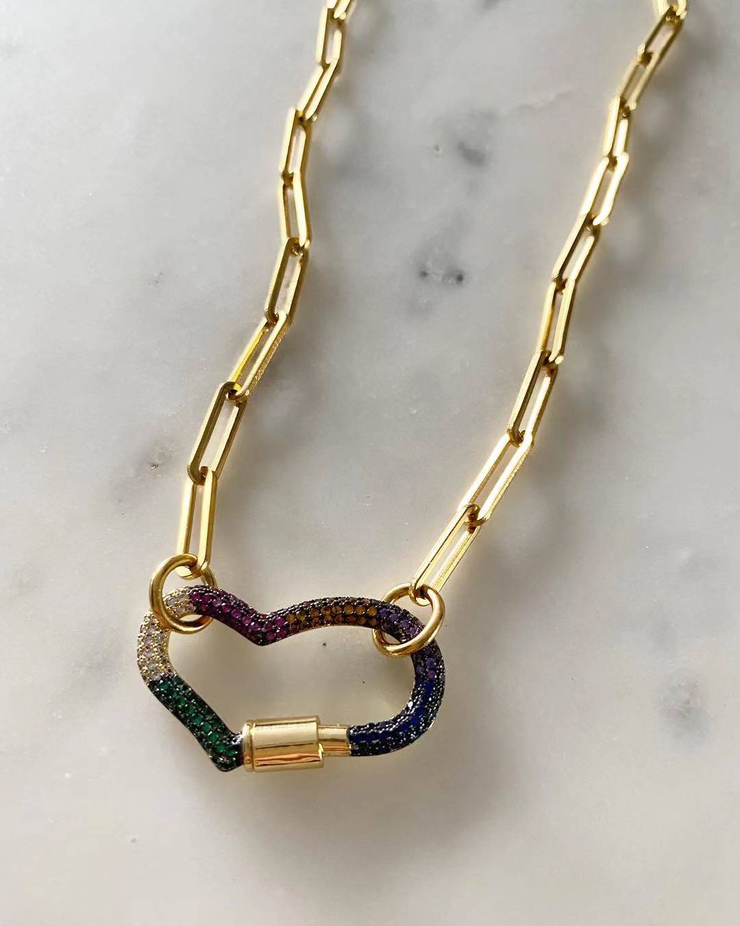 Yuka Heart Lock Chain link Necklace