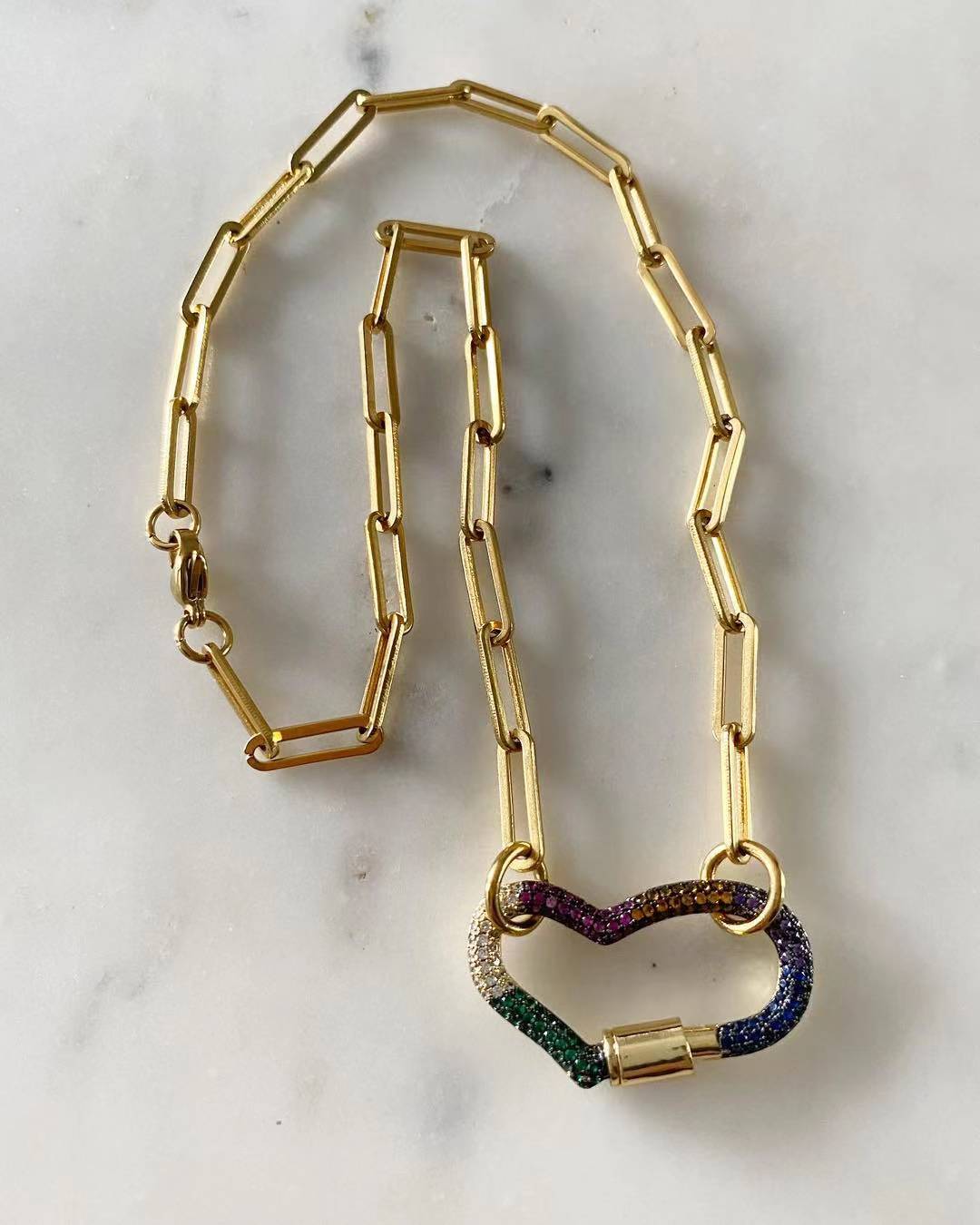 Yuka Heart Lock Chain link Necklace