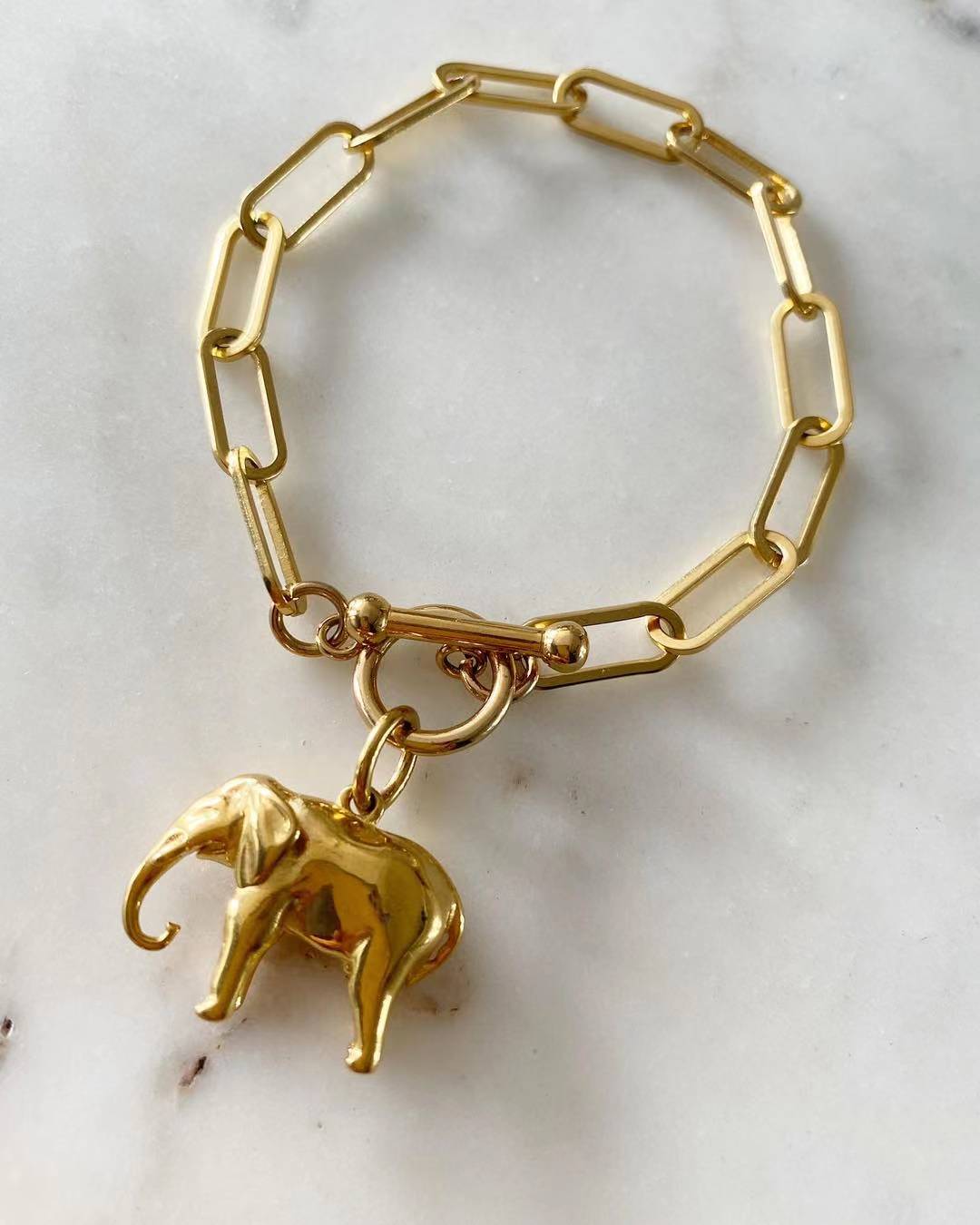 Elephant Paperclip Chain Bracelet