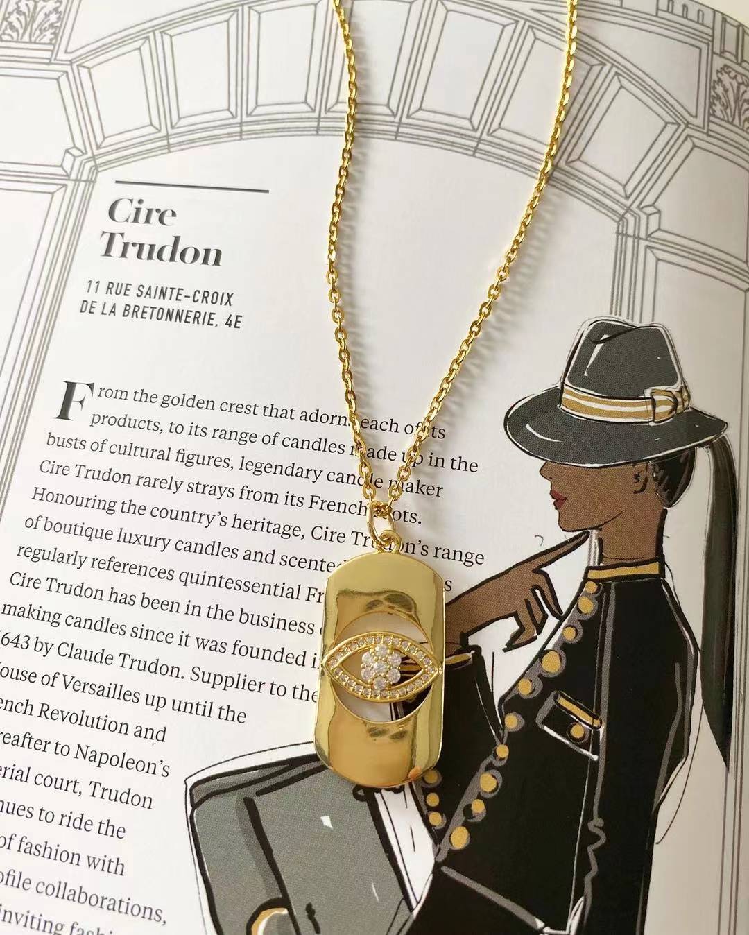Evil Eye Gold Bar Necklace