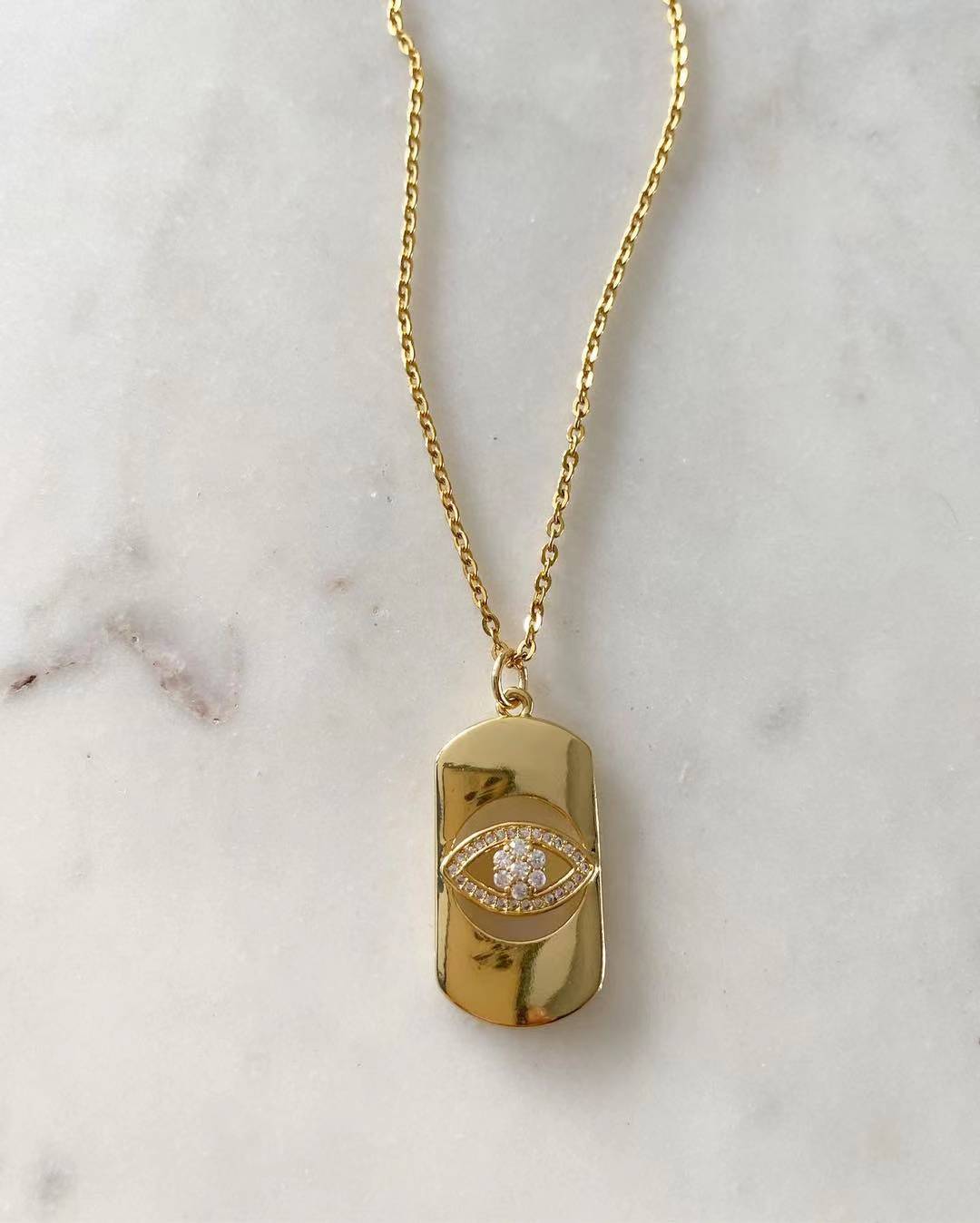 Evil Eye Gold Bar Necklace