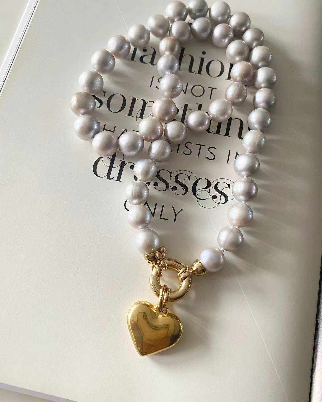 Love at First Sight Gray Pearl Necklace