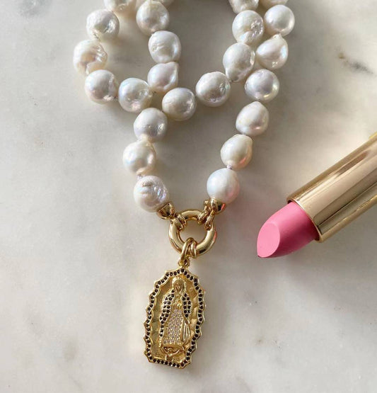 Image of Our Lady of Guadalupe Baroque Pearl Necklace