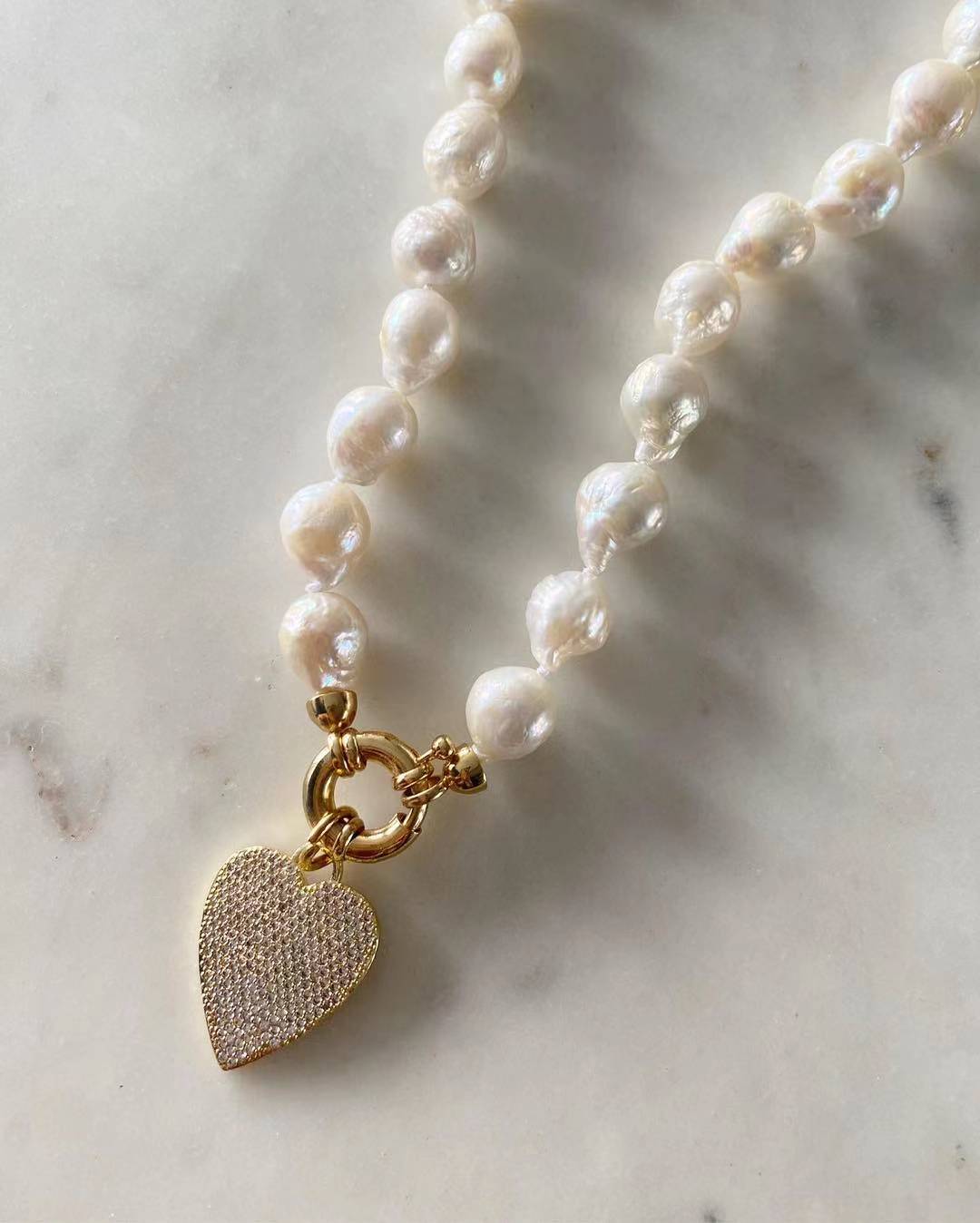 Amore Heart Baroque Pearl Necklace