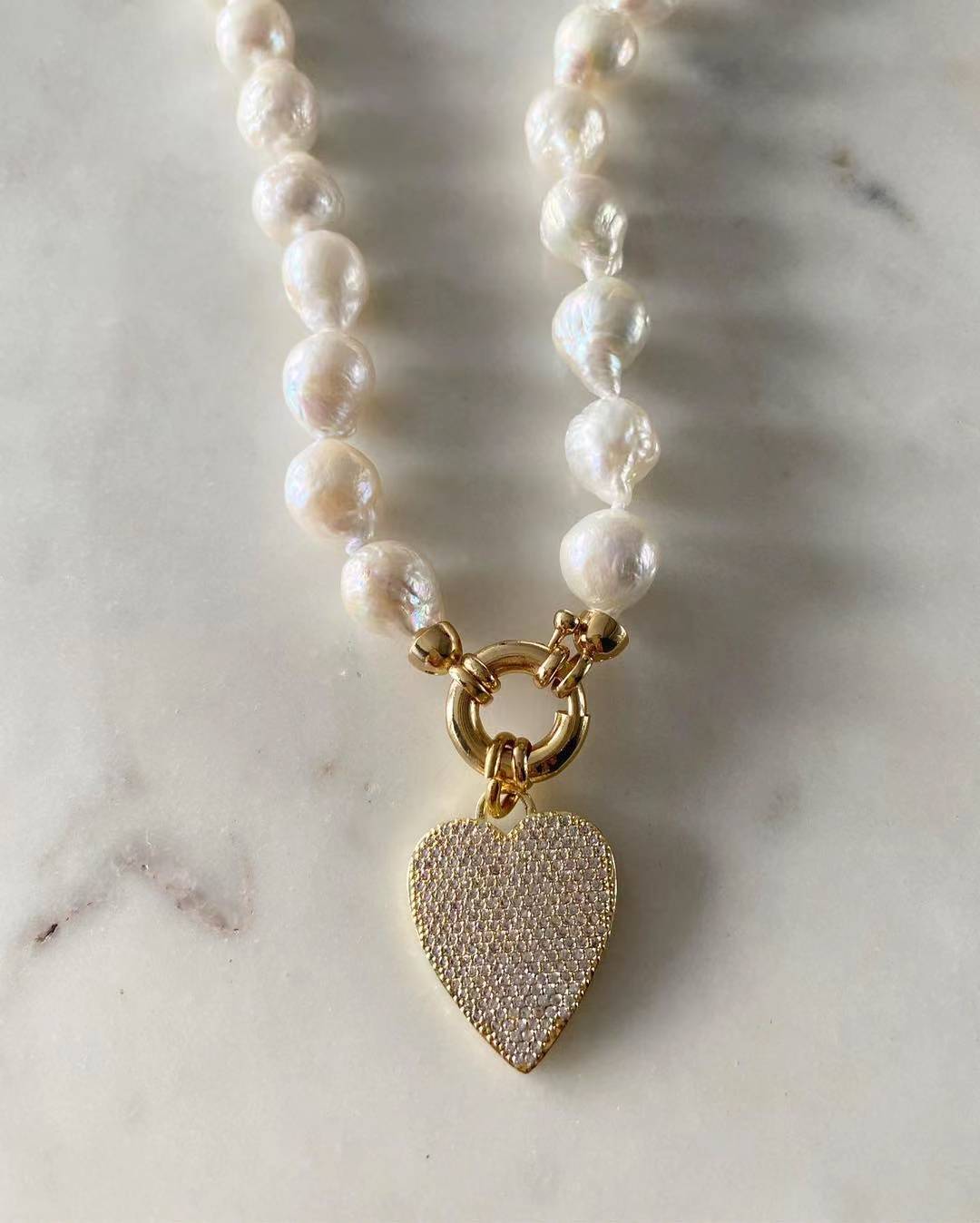 Amore Heart Baroque Pearl Necklace