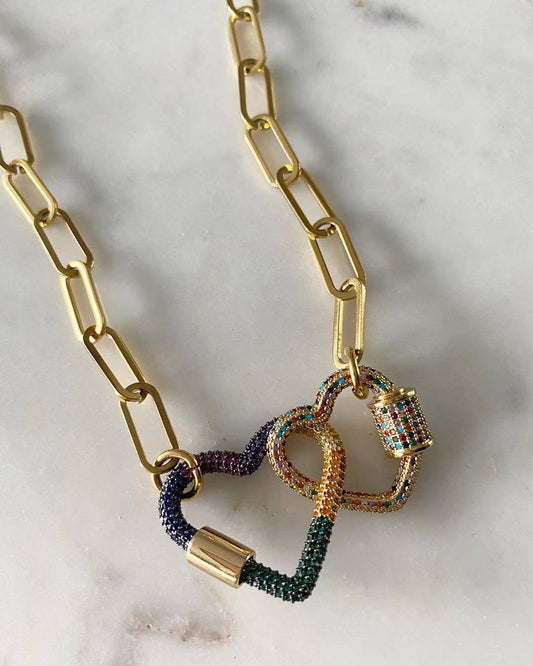 Haven and Simone Heart Lock Chain-link Necklace