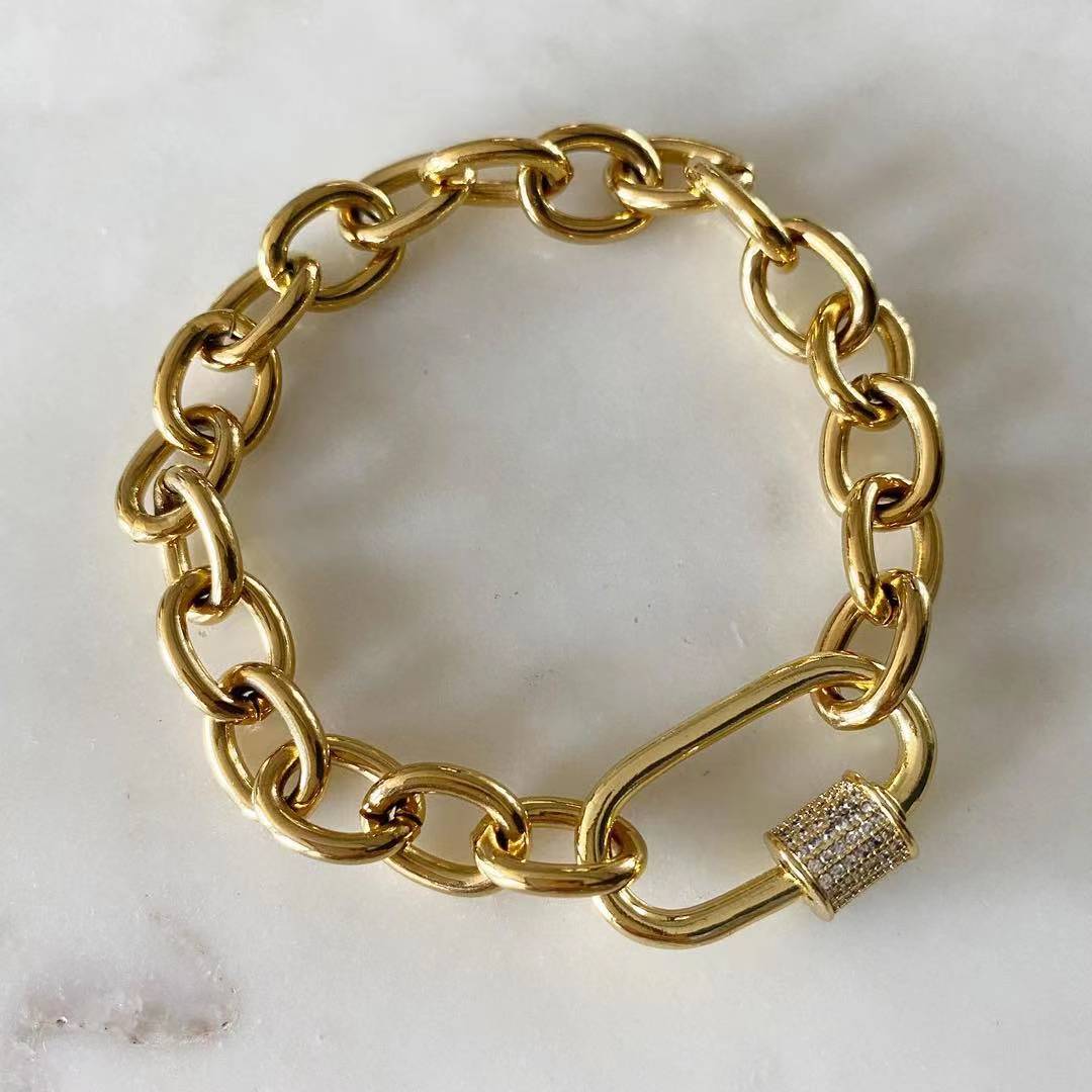 Drew Oval Lock Chain-link Bracelet
