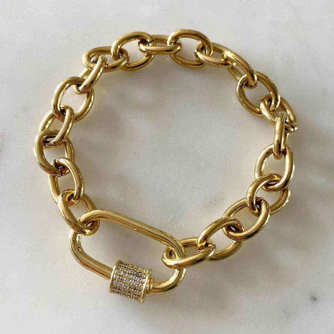 Drew Oval Lock Chain-link Bracelet