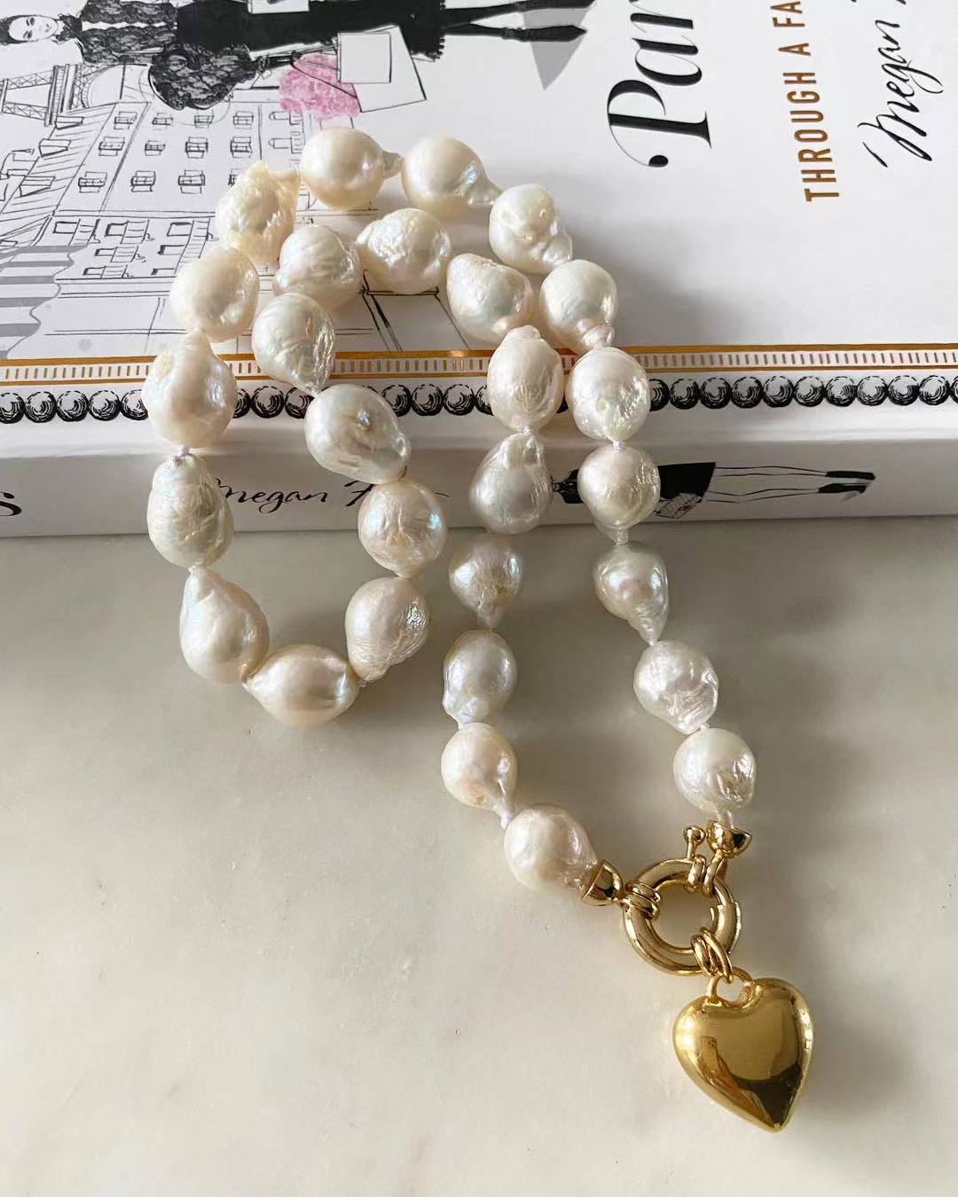 Be Mine Puff Heart Pearl Necklace