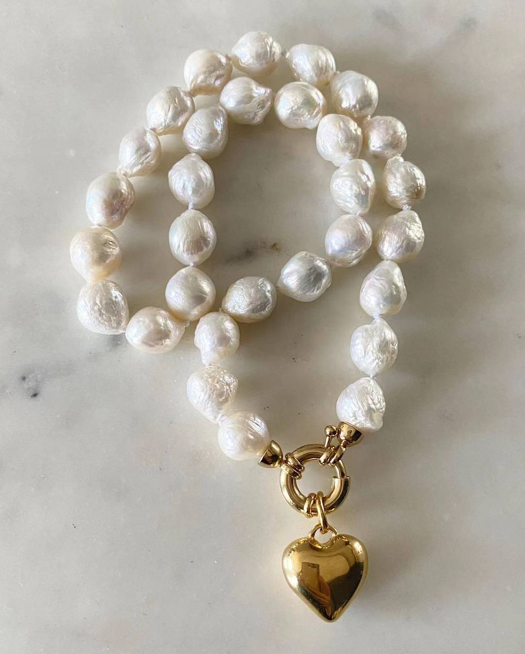 Be Mine Puff Heart Pearl Necklace