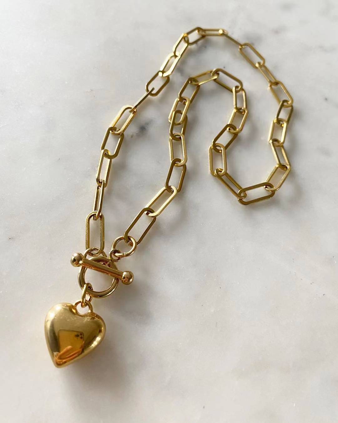 Shiloh Chain Necklace with Puffy Heart Pendant