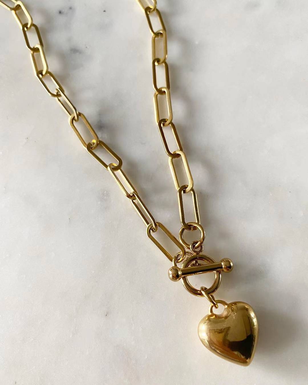 Shiloh Chain Necklace with Puffy Heart Pendant