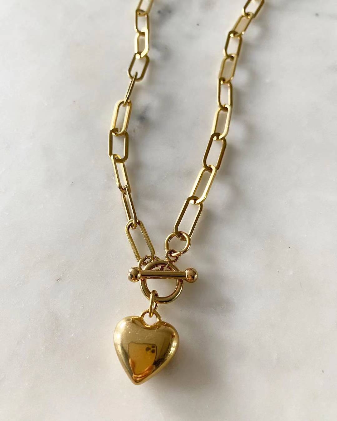 Shiloh Chain Necklace with Puffy Heart Pendant