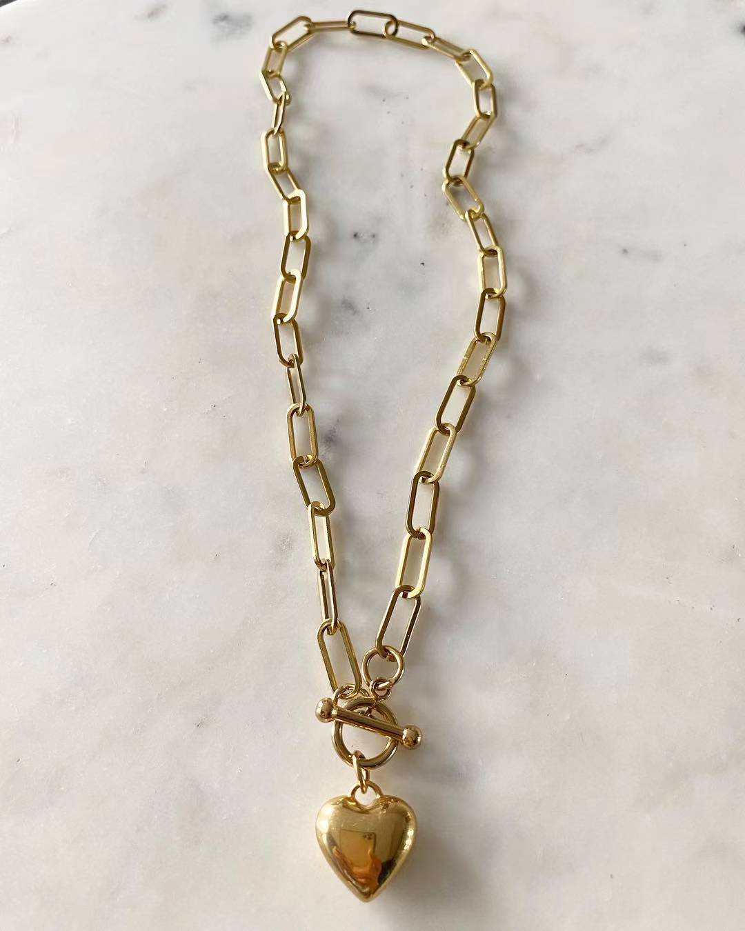 Shiloh Chain Necklace with Puffy Heart Pendant
