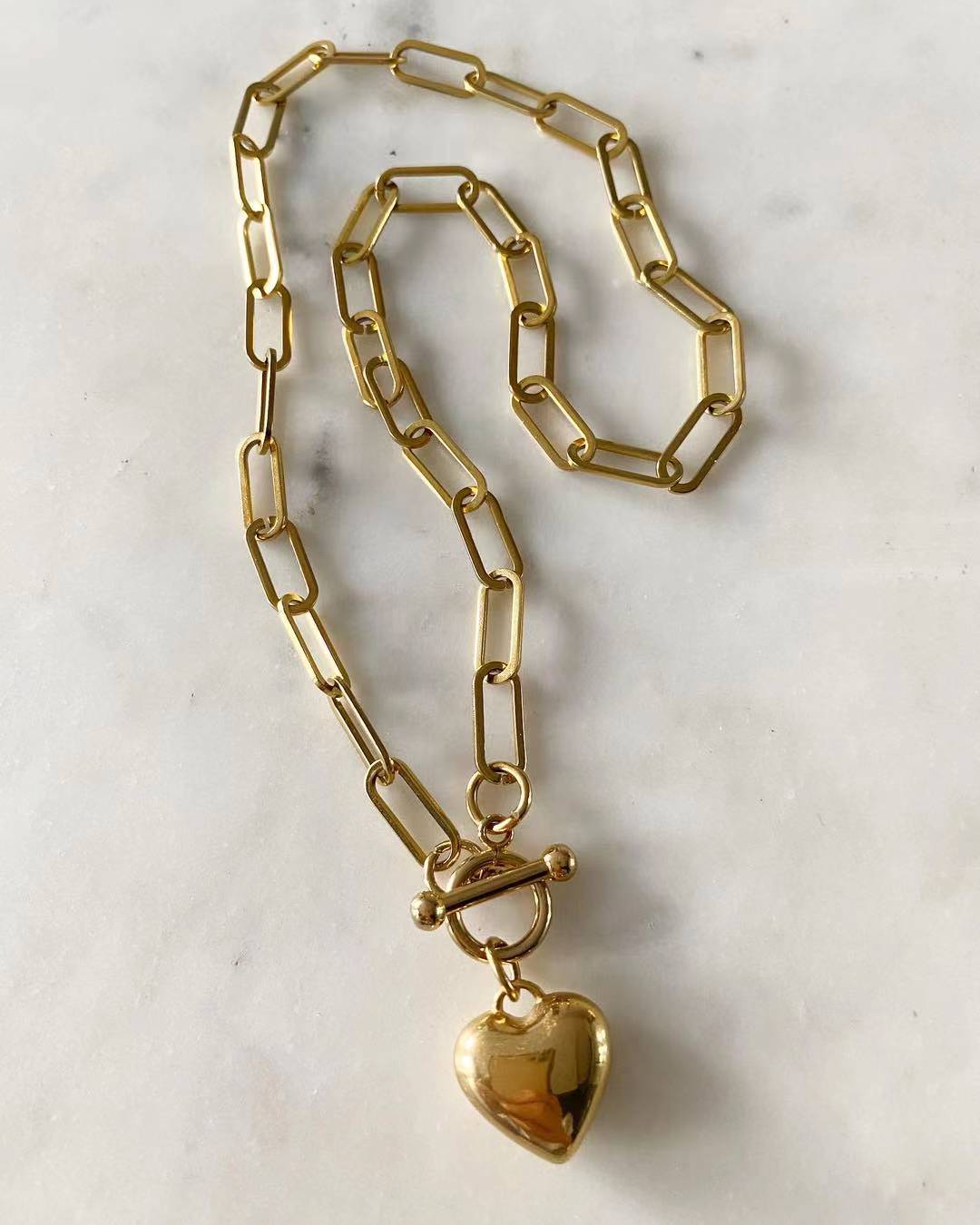 Shiloh Chain Necklace with Puffy Heart Pendant