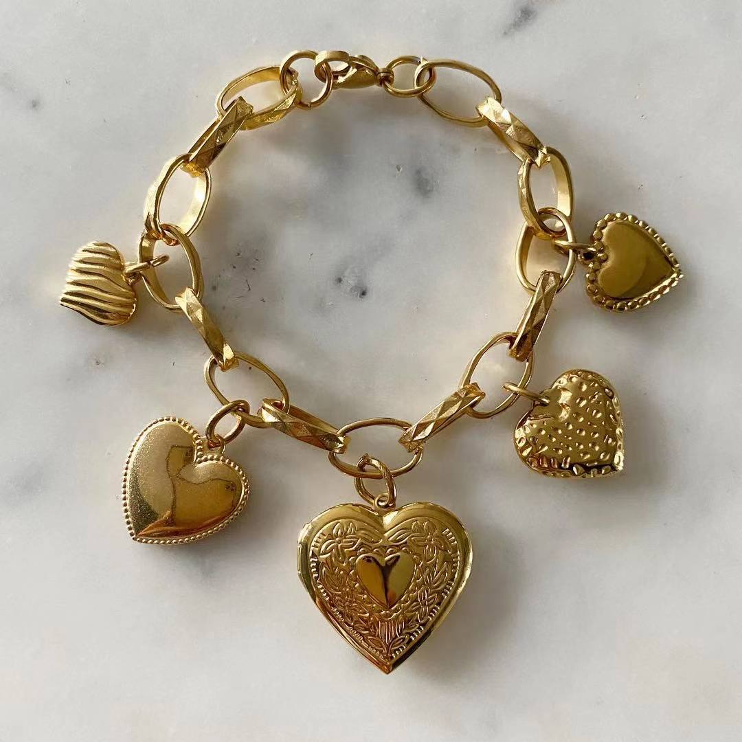 Gold heart deals charms for bracelets