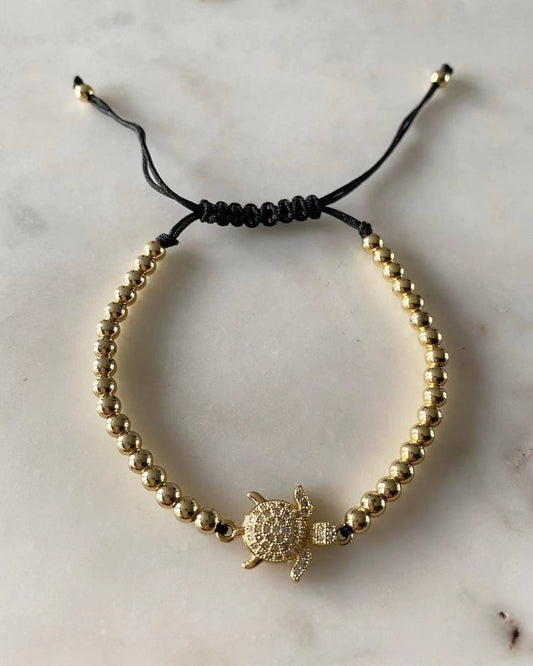 Harper gold bead Turtle Charm