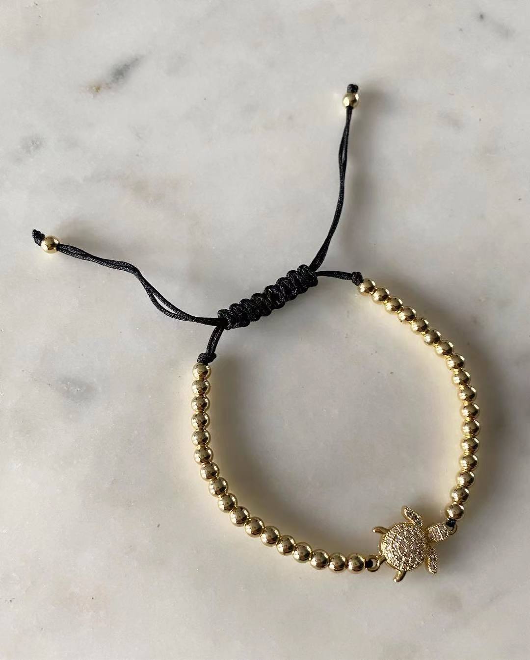 Harper gold bead Turtle Charm