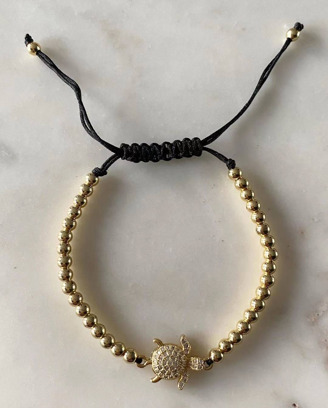 Harper gold bead Turtle Charm