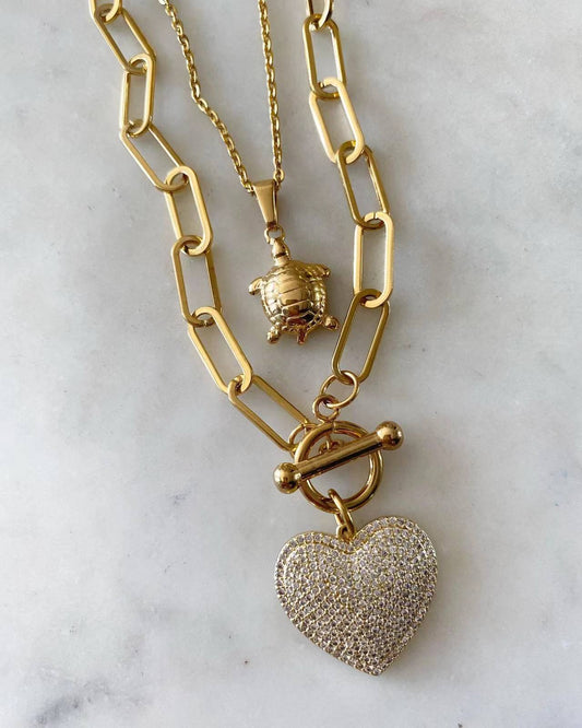 Turtle Heart Charm Duo