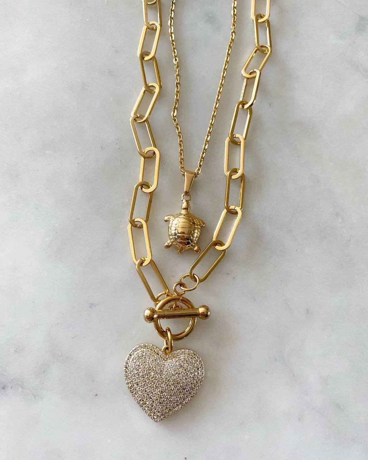 Turtle Heart Charm Duo