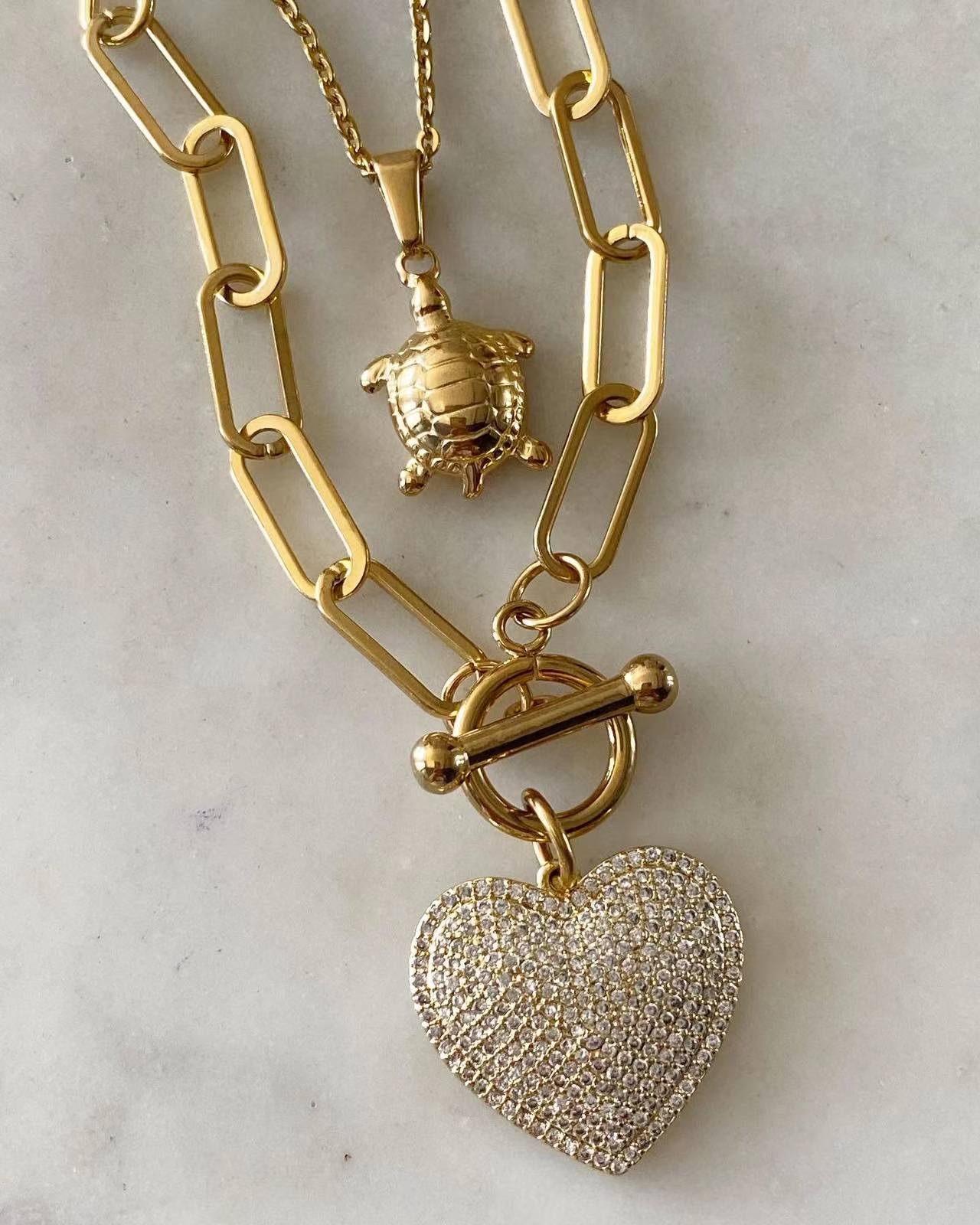 Turtle Heart Charm Duo