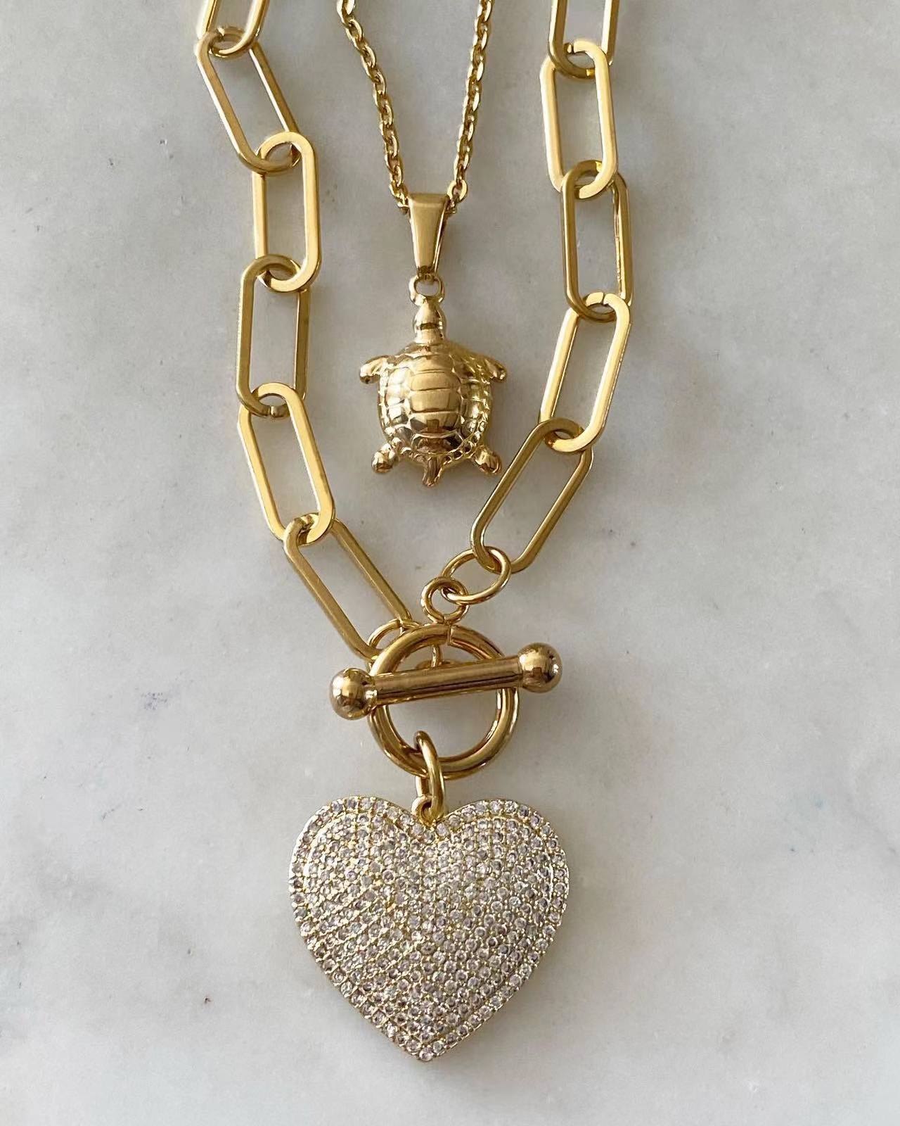 Turtle Heart Charm Duo