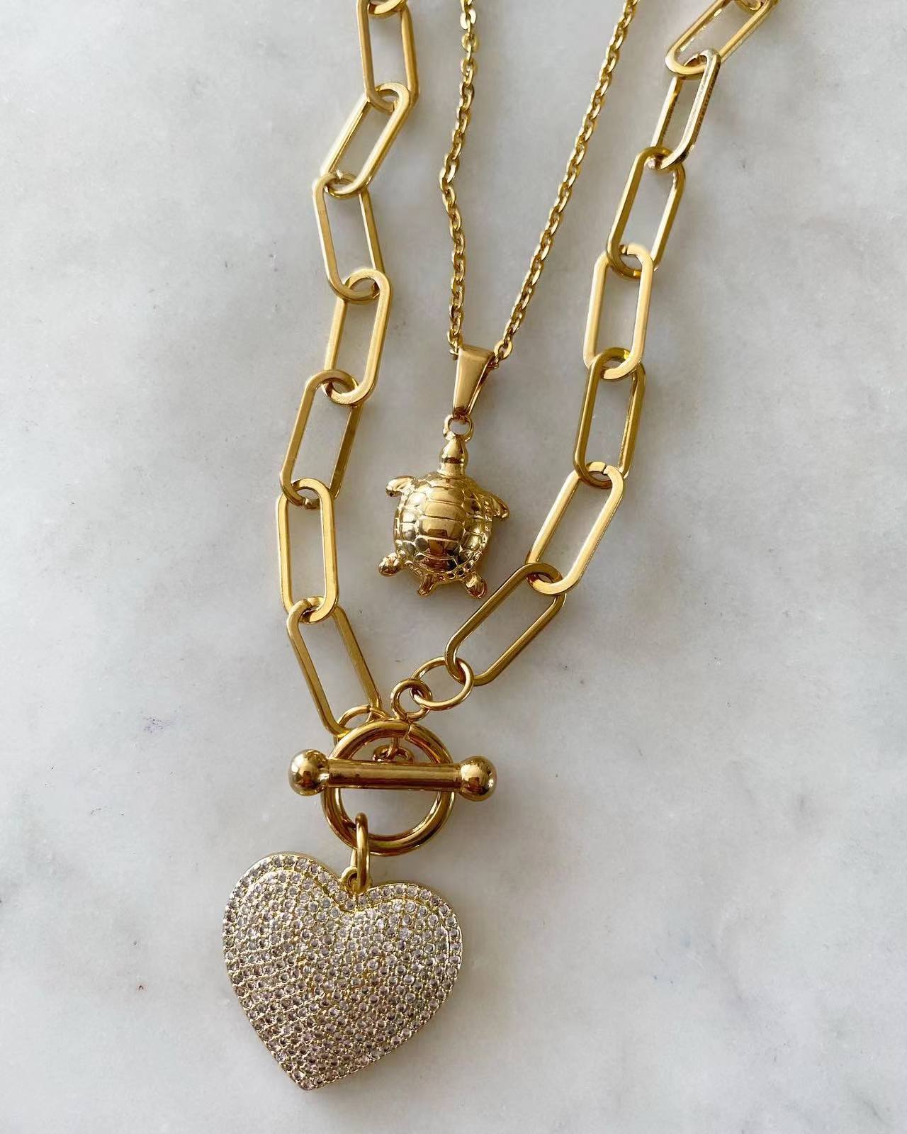 Turtle Heart Charm Duo