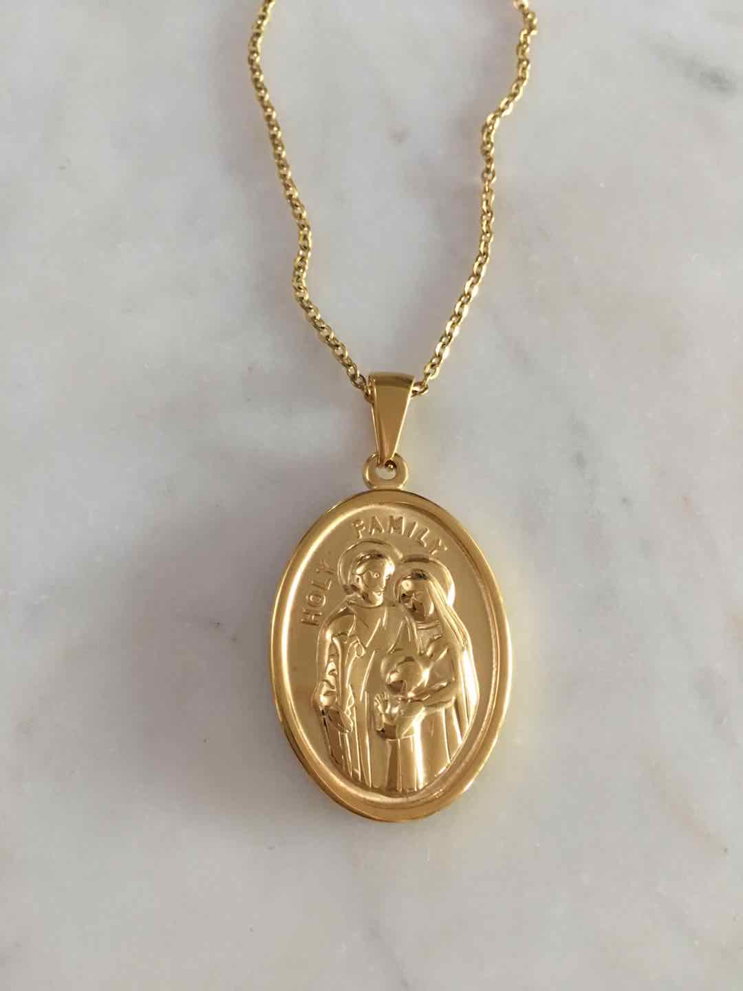 Holy Family Embossed Pendant