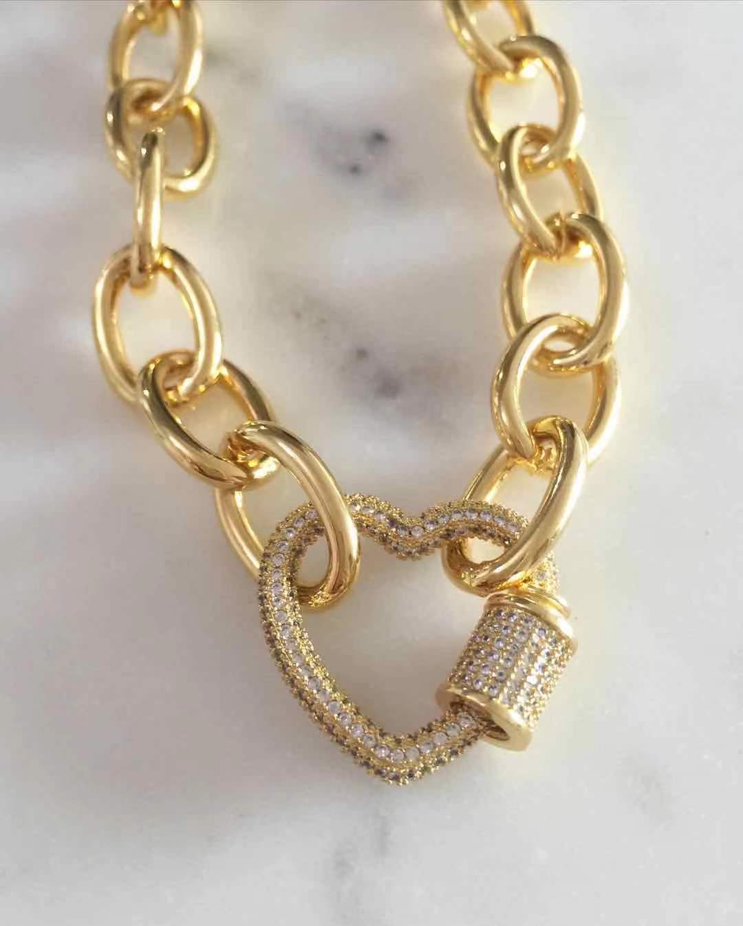 Sydney Studded Heart Lock with Chunky Chain