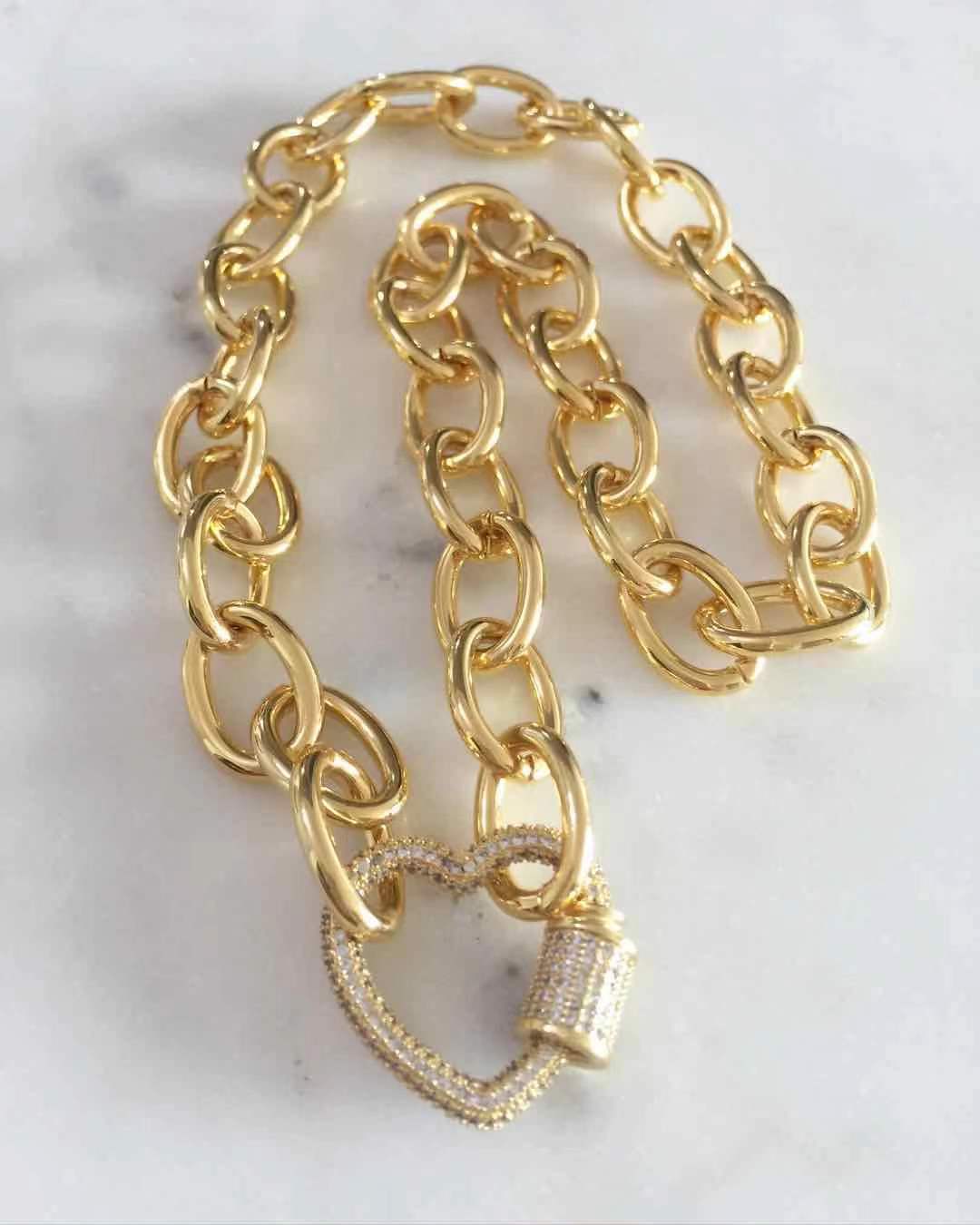 Sydney Studded Heart Lock with Chunky Chain