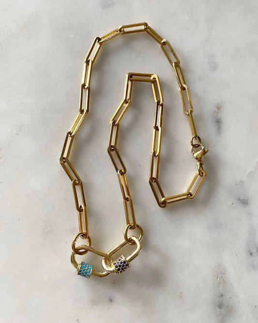 Double Link Necklace - Sapphire and Turquoise