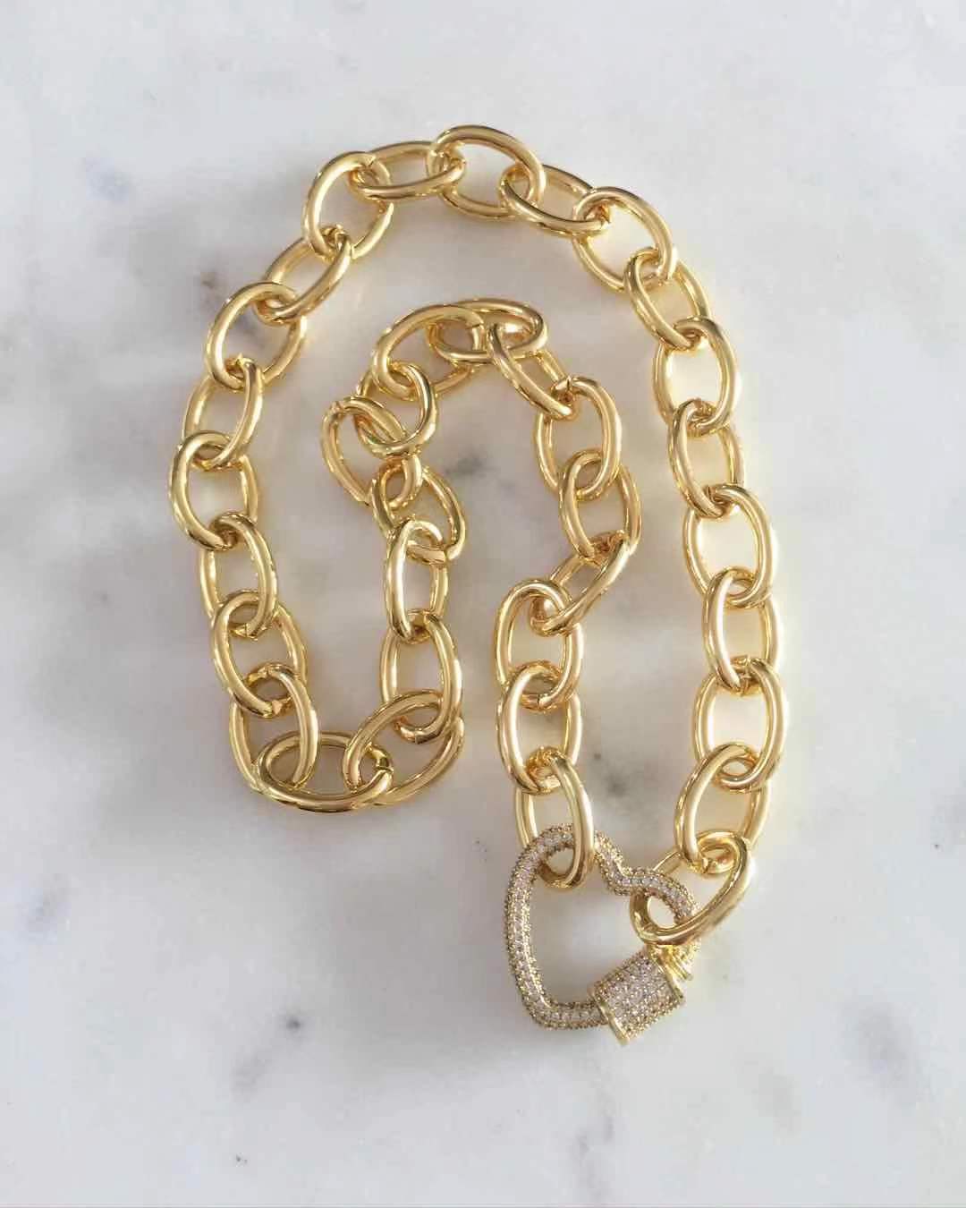 Sydney Studded Heart Lock with Chunky Chain