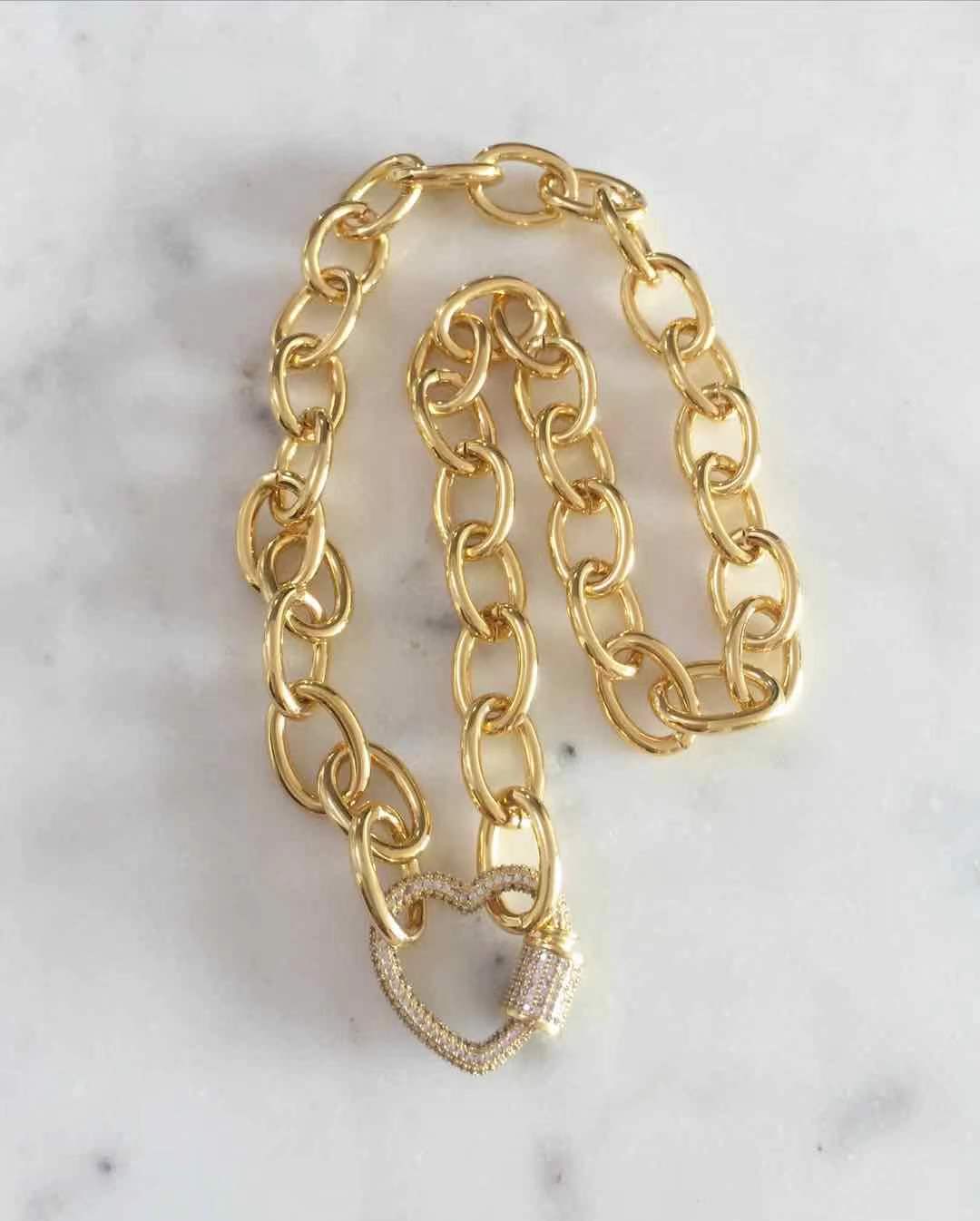 Sydney Studded Heart Lock with Chunky Chain