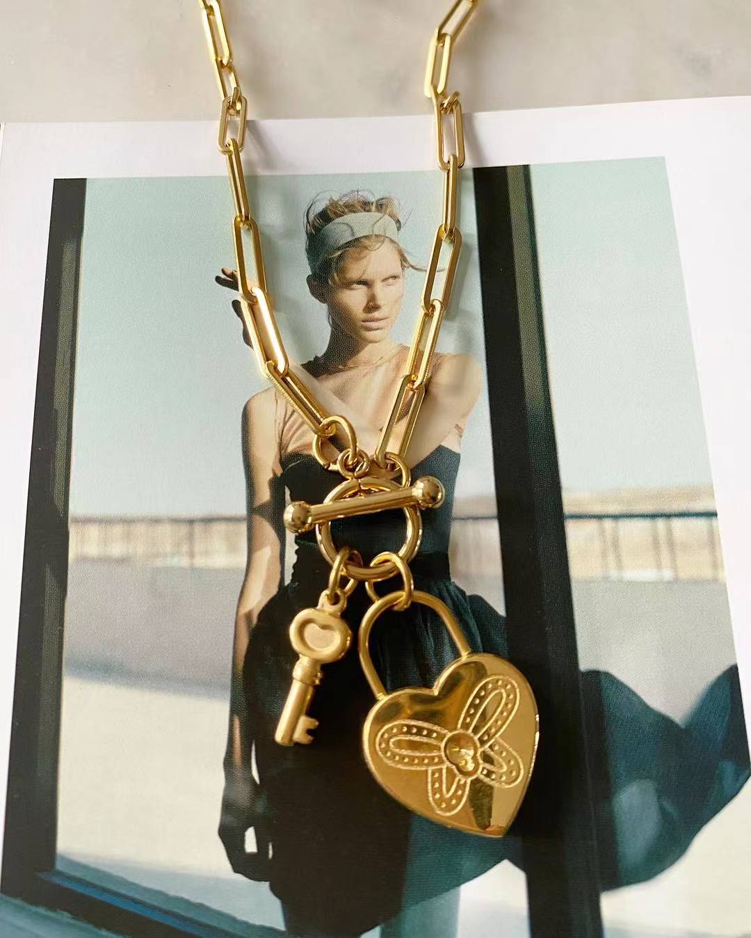 Lock-key Chain link Necklace