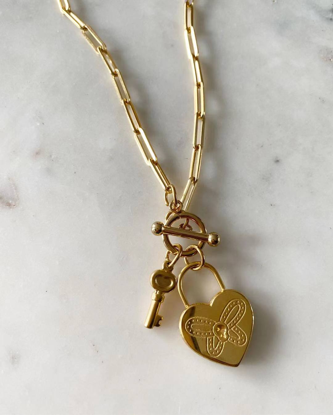 Lock-key Chain link Necklace