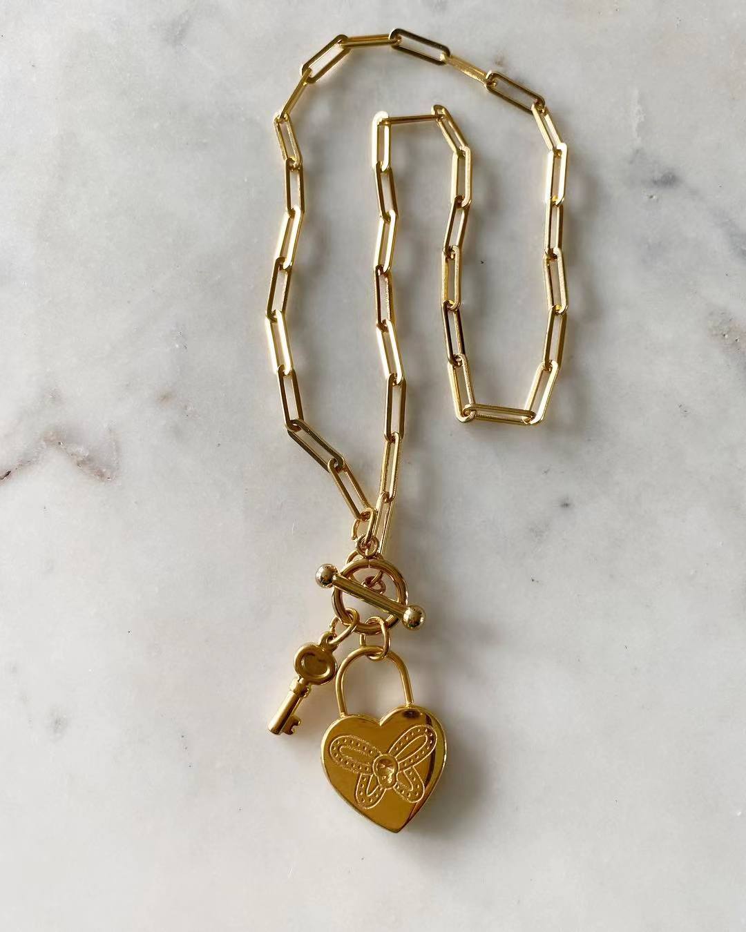 Lock-key Chain link Necklace