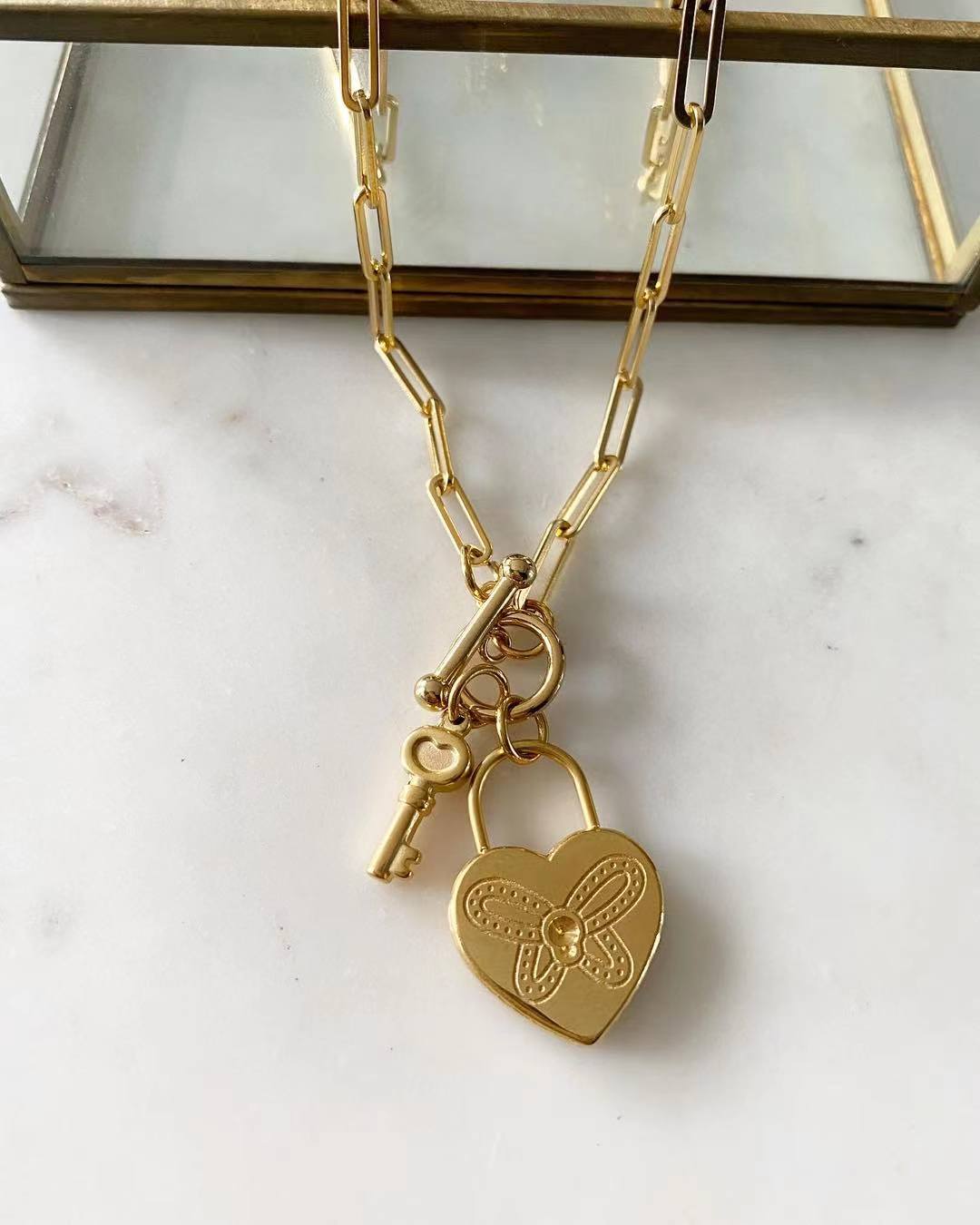 Lock-key Chain link Necklace