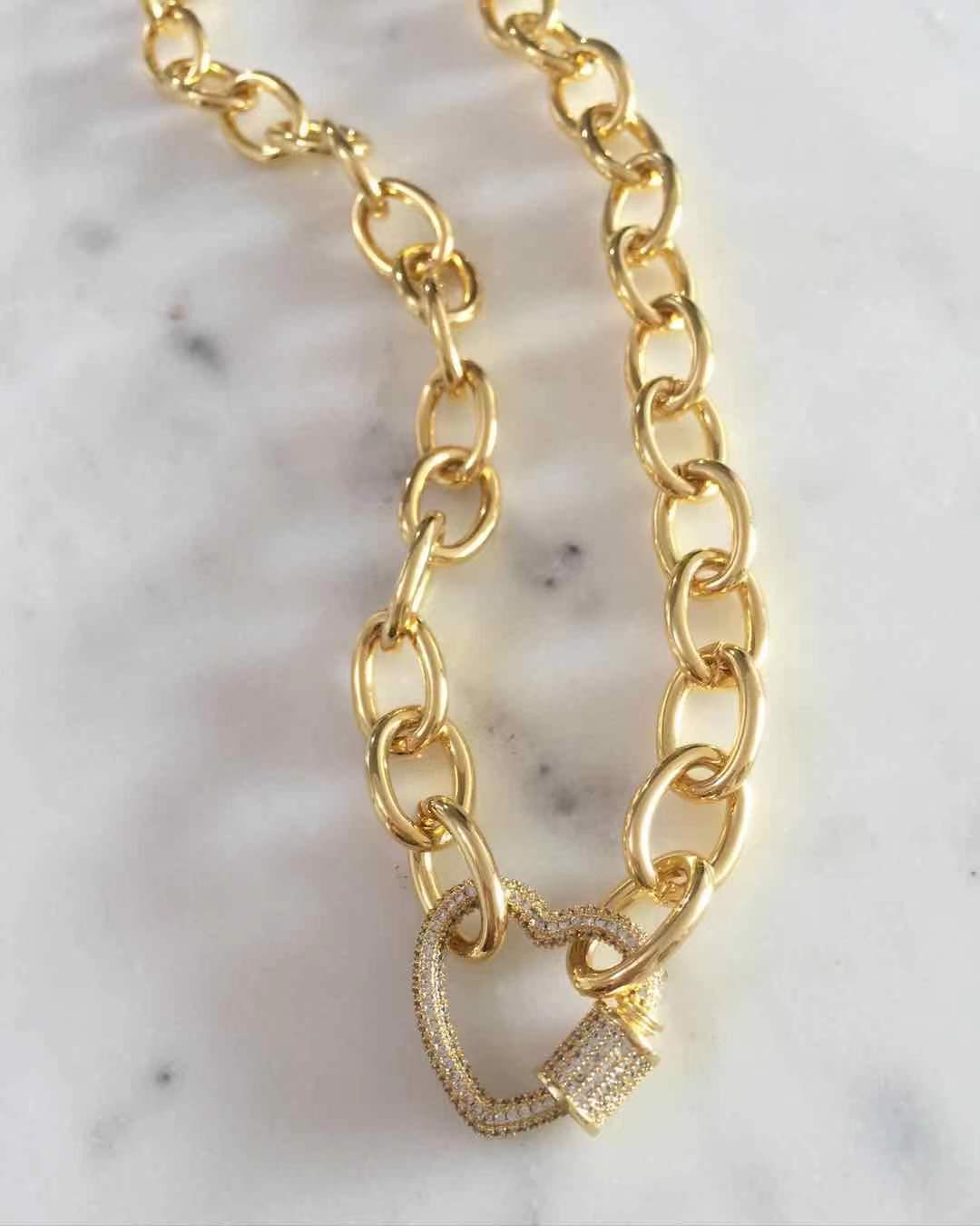 Sydney Studded Heart Lock with Chunky Chain