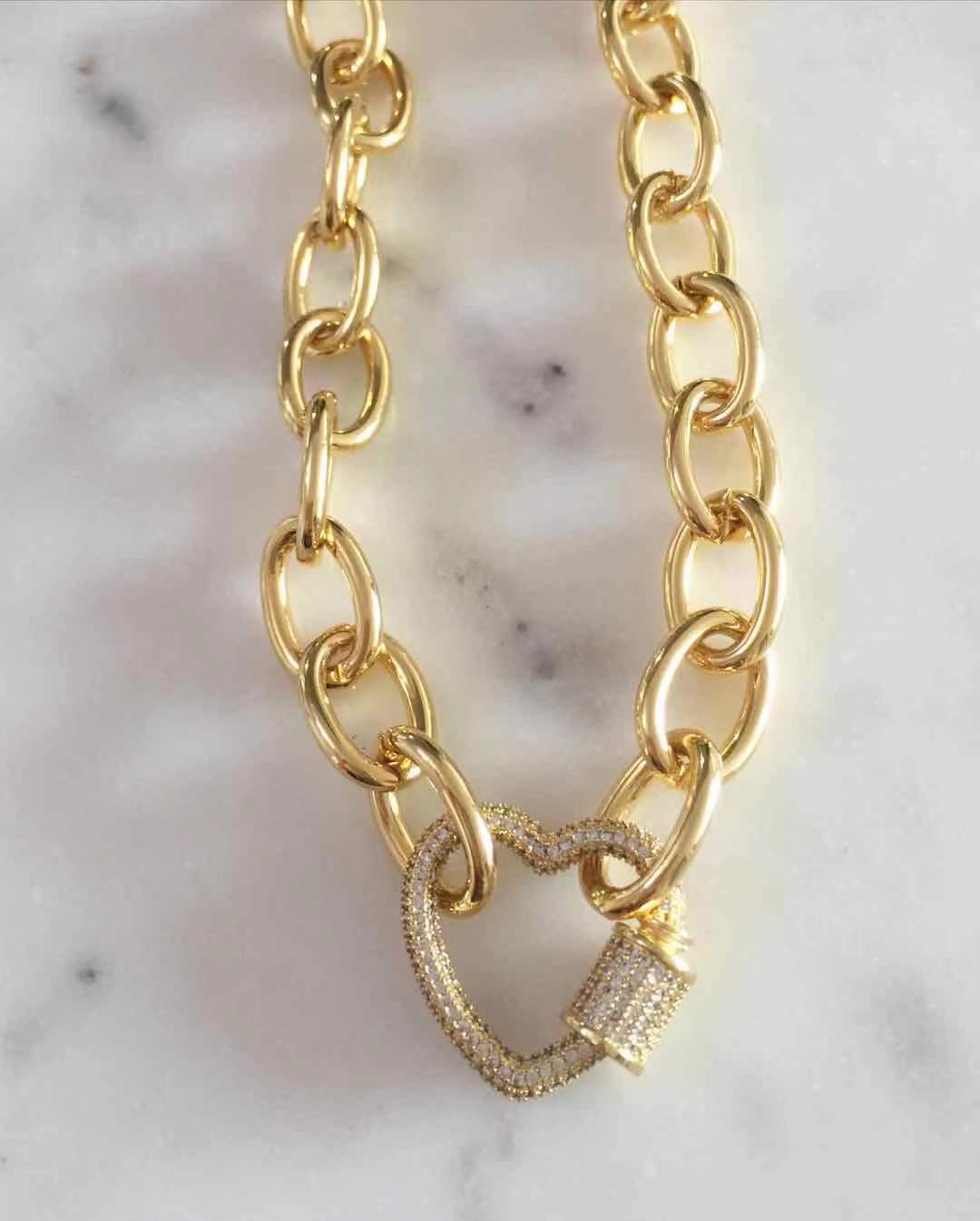 Sydney Studded Heart Lock with Chunky Chain