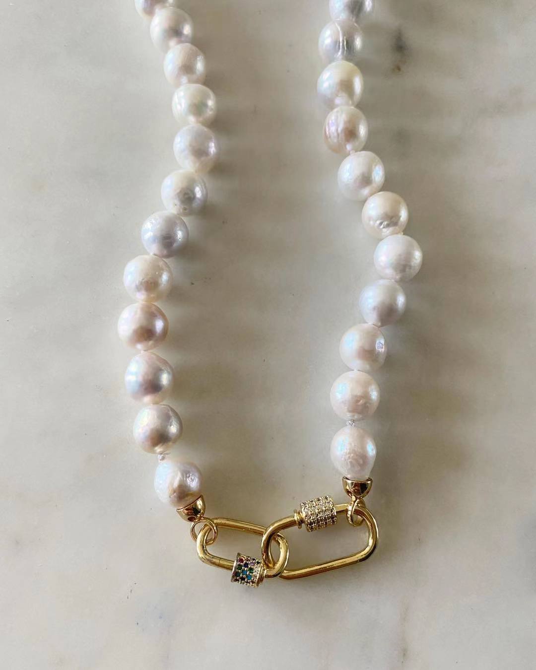 Amira Twin Lock Pearl Necklace