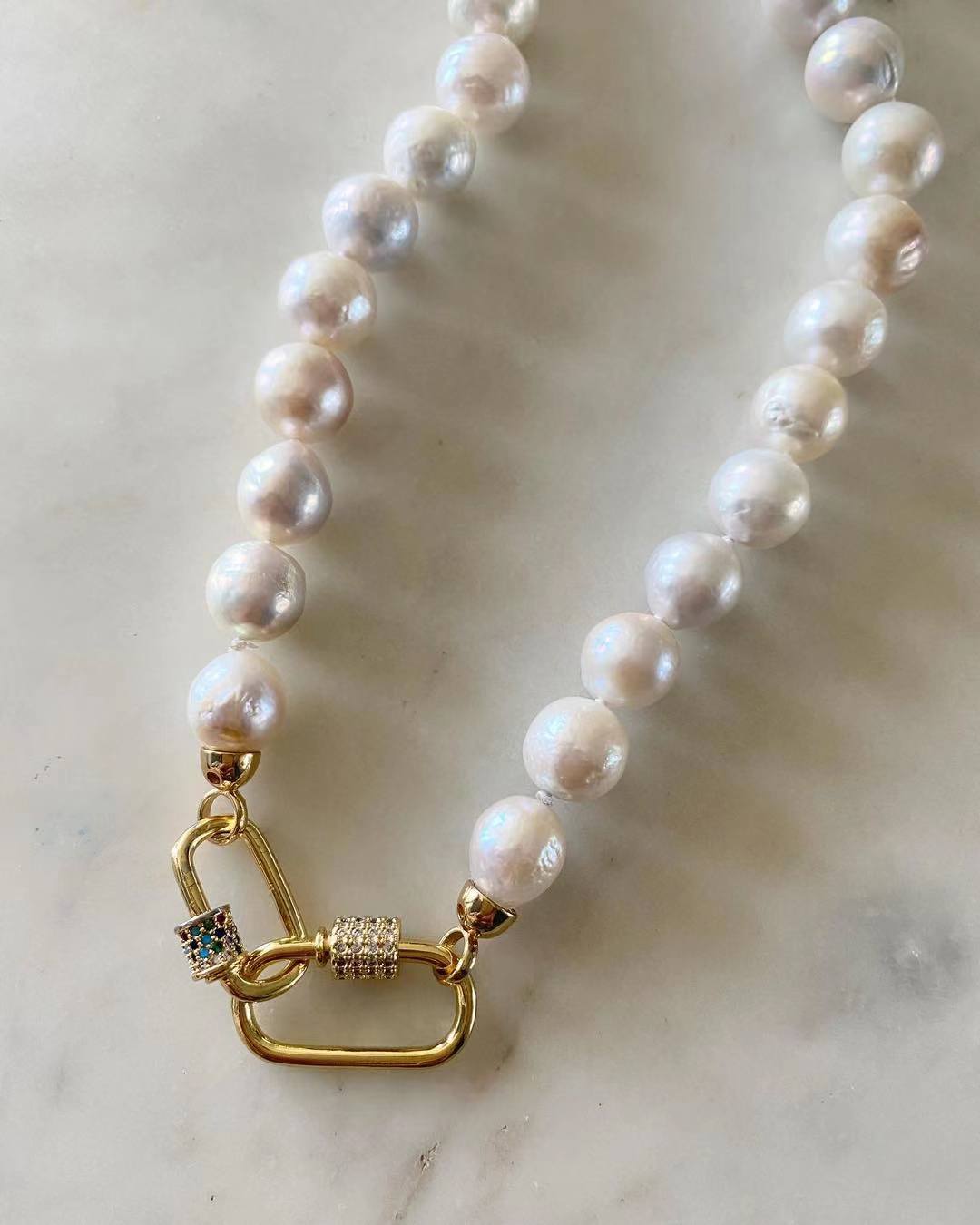 Amira Twin Lock Pearl Necklace