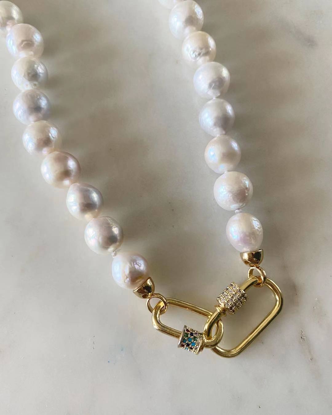 Amira Twin Lock Pearl Necklace